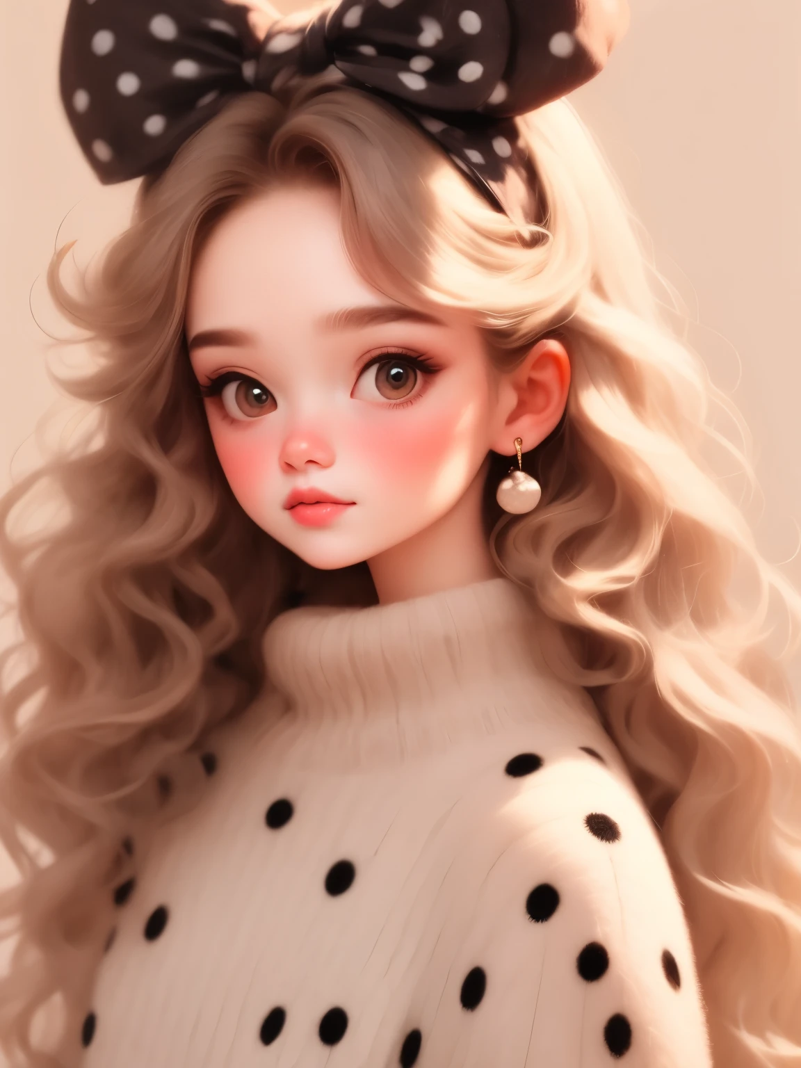 A close up of a girl with a bow on her head - SeaArt AI