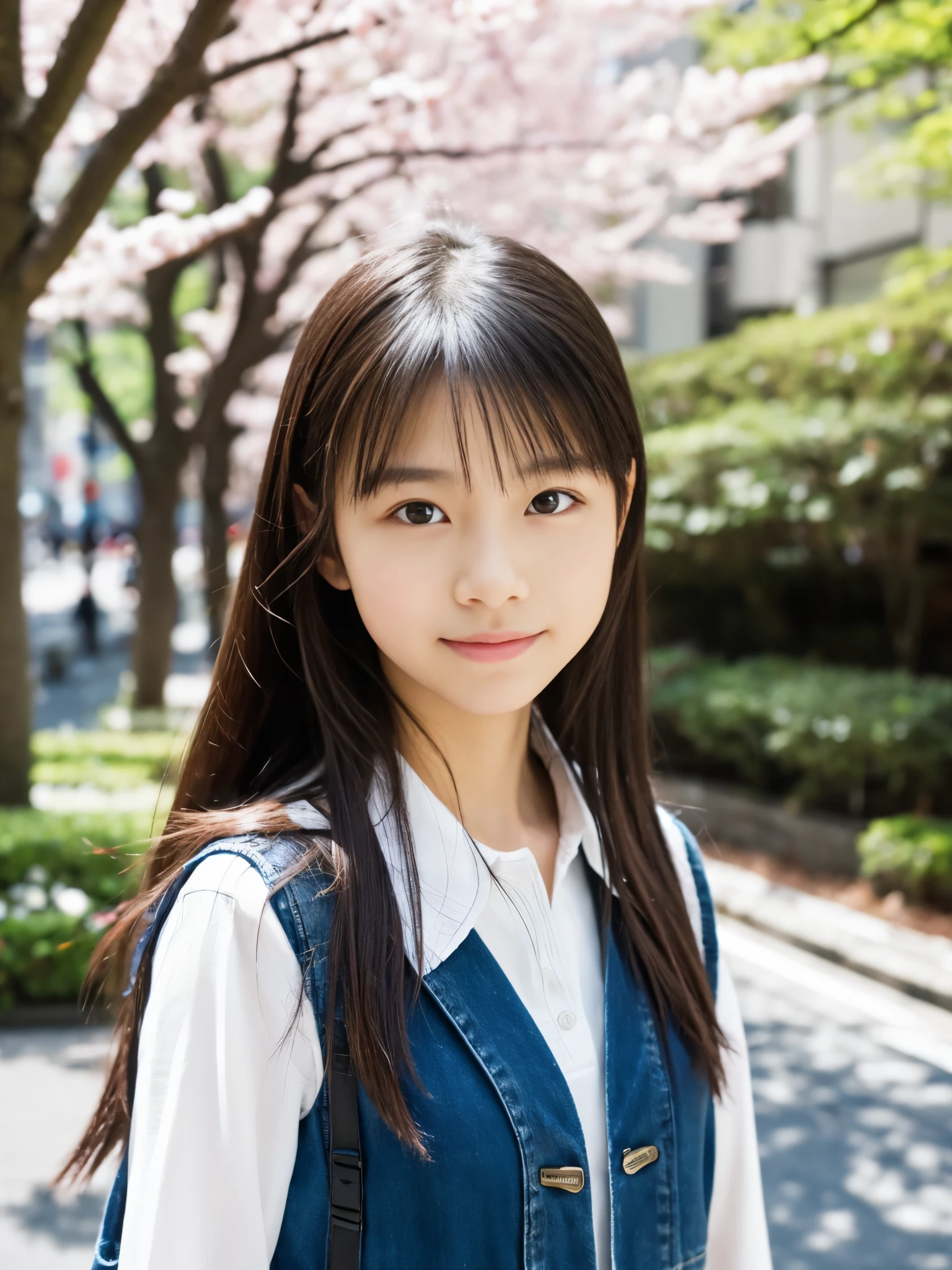 Photoreal, 8K full-length portrait, Beautiful woman, attractive look, Clear system, 16 years old, Tokyo, In 2024, spring, Shibuya in the background
