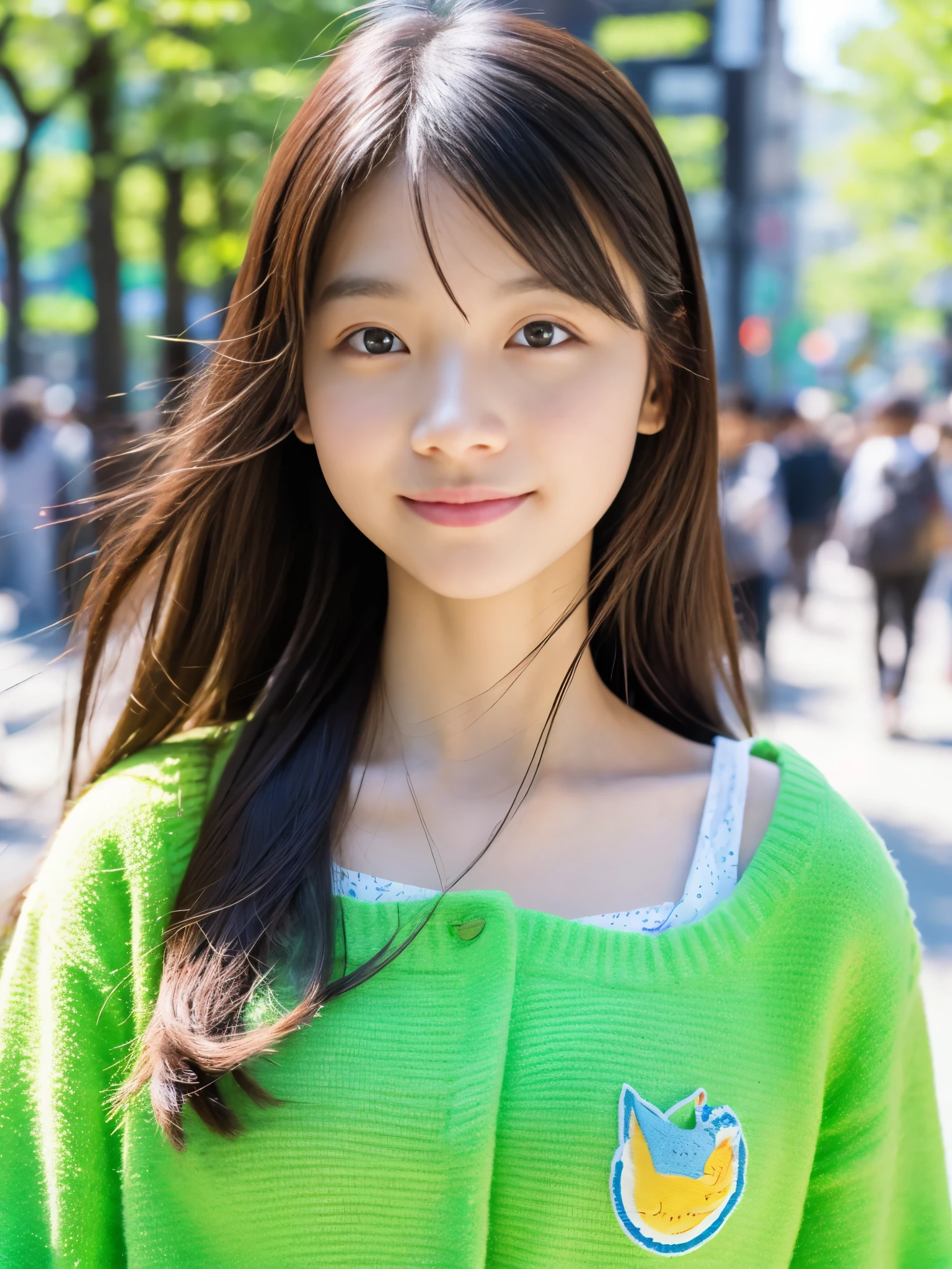 Photoreal, 8K full-length portrait, Beautiful woman, attractive look, Clear system, , Tokyo, In 2024, spring, Shibuya in the background