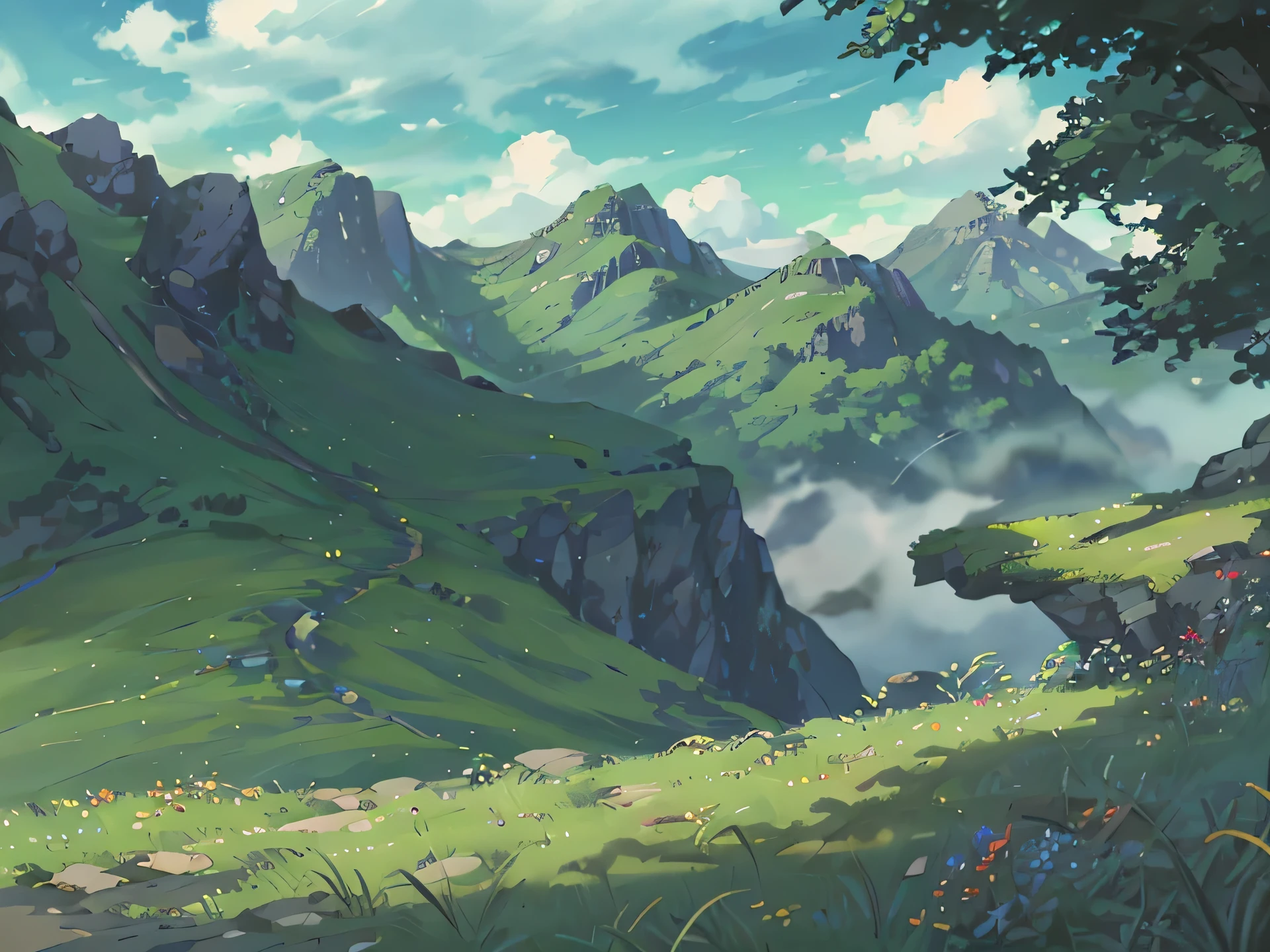 side view, vibrant, grass, trees, jungle, blue skies, (illustration: 1.0), epic composition, realistic lighting, HD details, masterpiece, best quality, (very detailed CG unified 8k wallpaper)