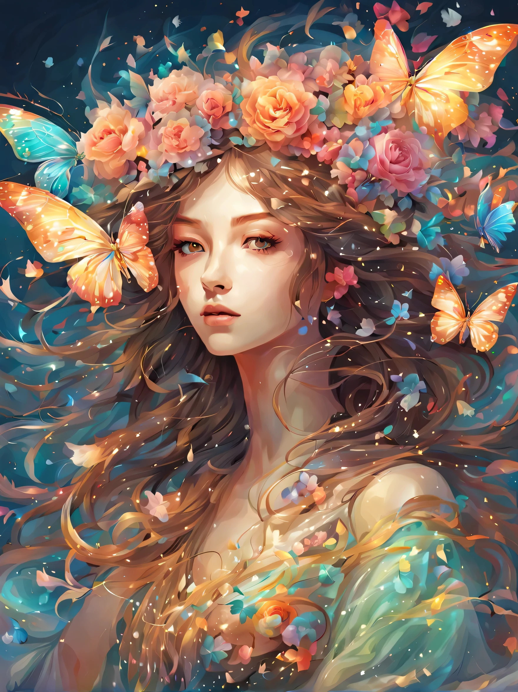 (masterpiece, highest quality:1.2), Windの精霊,1 girl::perfect face,dance,butterfly々,flower,Wind,effect,get used to it,magic effect,light,light, artistic, artist, color art, Use of magic,fancy,fantasy,beautiful,masterpiece,masterpiece,Sparkling,rich colors,colorful,colorful,get used to it,beautiful,Sounds like fun, is not&#39;is that so??,anatomically correct,Windのeffect,dream-like,fantasy,Mysterious,