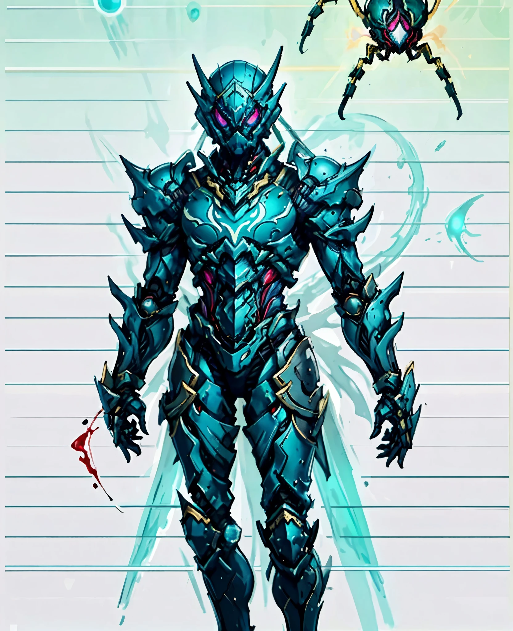 A woman adorned in fantasy-style full-body armor, a crown-concept fully enclosed helmet that unveils only her eyes, a composite layered chest plate, fully encompassing shoulder and hand guards, a lightweight waist armor, form-fitting shin guards, the overall design is heavy-duty yet flexible, (the armor gleams with a golden glow, complemented by red and blue accents), exhibiting a noble aura, she floats above a fantasy-surreal high-tech city, this character embodies a finely crafted fantasy-surreal style armored hero in anime style, exquisite and mature manga art style, (plasma, blood), ((Spider Concept Armor, Element, bio mecha, long legs, elegant, goddess, femminine:1.5)), metallic, high definition, best quality, highres, ultra-detailed, ultra-fine painting, extremely delicate, professional, anatomically correct, symmetrical face, extremely detailed eyes and face, high quality eyes, creativity, RAW photo, UHD, 32k, Natural light, cinematic lighting, masterpiece-anatomy-perfect, masterpiece:1.5