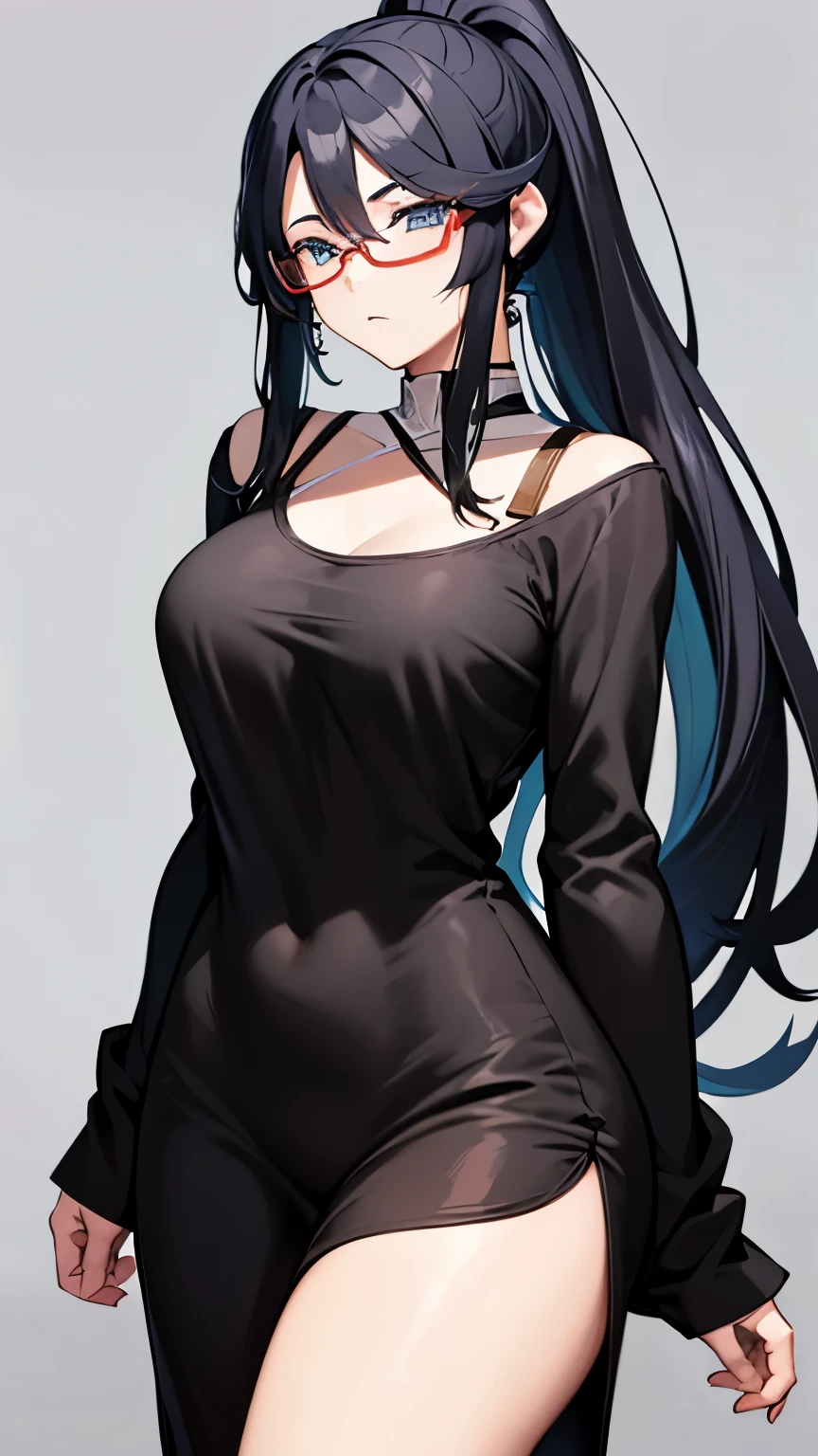 a close up of a person with a shirt on and a top on, seductive anime girl, perfect black haired girl, black hair (ponytail), black hair, thicc, female anime character, most strongest pose, attractive anime girl, black haired, black hair girl, anime girl, anime woman, revealing clothes, black haired deity, anime best girl, milf