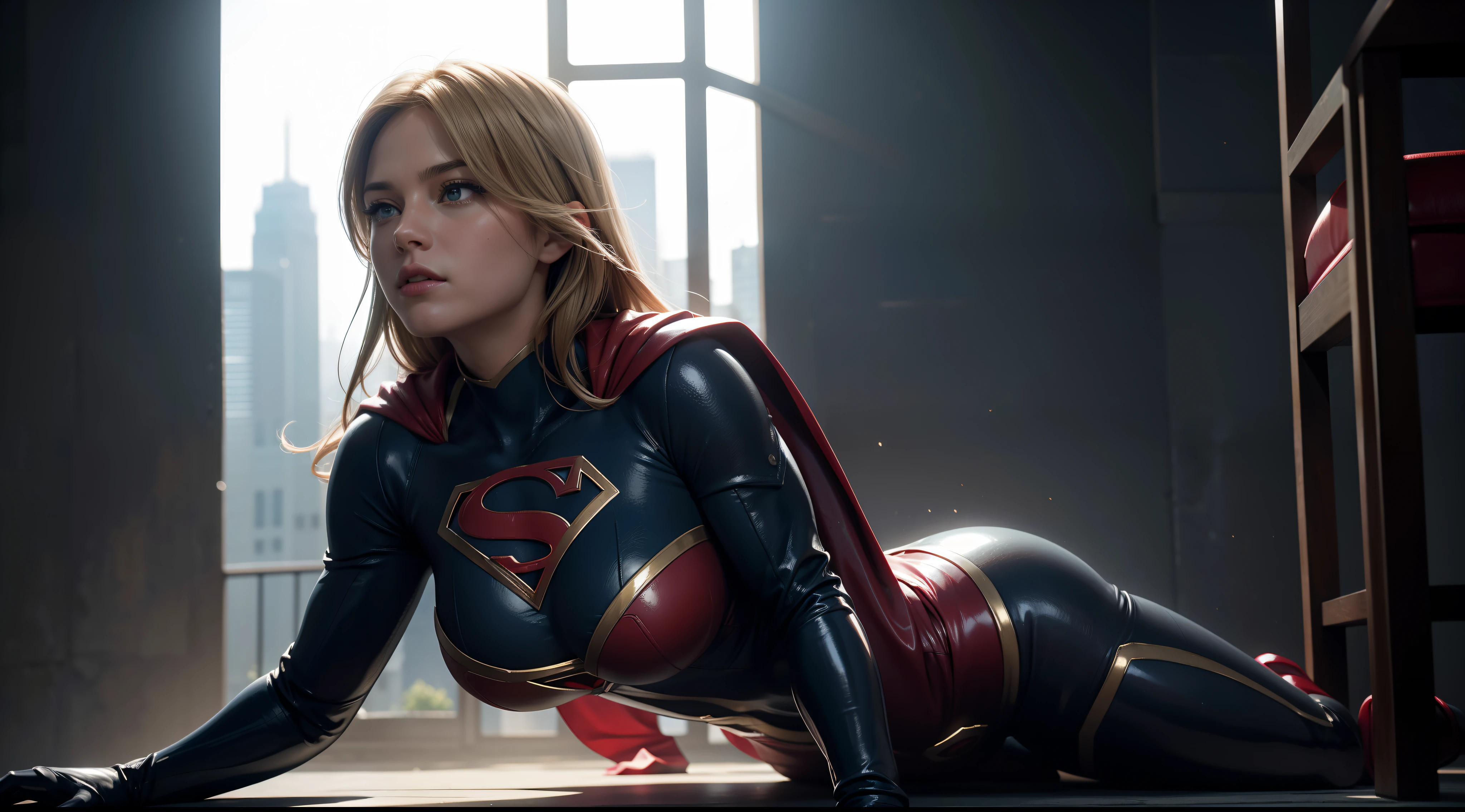 supergirl (tetas grandes, latex suit) от DC Comics, CGI with clear focus, Photorealistic, high detail, Realistic, Masterpiece, absurdress, Best Quality, HDR, hiquality, hight resolution, Extremely detailed, 8k wallpaper, intricate details, 8K UHD, Full-HD, (foto realista:1.2), Contrast, sharp lighting, Cinematic lighting, natural lighting, hard light, Backlighting, Global Illumination, Environment Occlusion