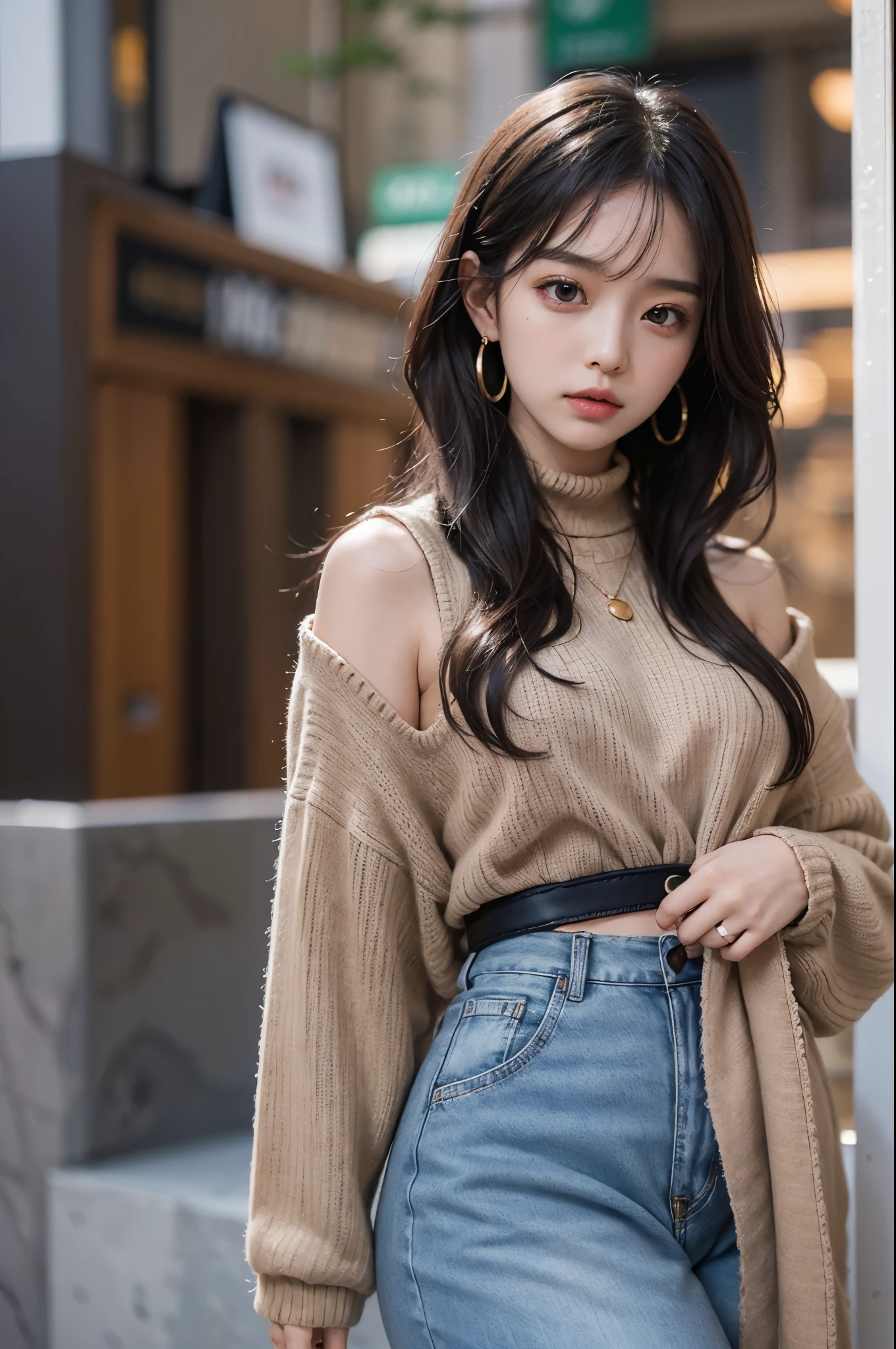 (最高qualityのディテール)、real、8K UHD、High resolution、(1 girl:1.2)、super detail、高qualityテクスチャ、intricate details、detailed、非常detailedなCG、高qualityの影、Detail beautiful delicate face、Detail beautiful delicate eyes、Depth of bounds written、Ray tracing、20th generation、Pretty Kpop Girl、(Korean Ulsan Face)、slender face、(Ulsan-6500-V1.1:0.6)、Pure Eros Face_v1、glow eyes、perfect body、 view viewer、(最高qualityのディテール:1.2)、real、8K UHD、High resolution、(1 girl:1.2)、super detail、高qualityテクスチャ、intricate details、detailed、非常detailedなCG、高qualityの影、Detail beautiful delicate face、Detail beautiful delicate eyes、Depth of bounds written、Ray tracing、20th generation、Pretty Kpop Girl、(Korean Ulsan Face)、slender face、(Ulsan-6500-V1.1:0.6)、cheek、glossy lips、、high resolution, best image quality, 最高quality, photorealistic, 超detailed, realな写真, 4K 8K UHDフルカラーRAW写真, fujifilm(Medium format), hasselblad, carl zeiss, incredible dynamic range photography(convenience_Art by Smooth-768:1.1),High resolution, High pixel count, 明確なdetailed, clear image, natural color reproduction, noise reduction, high fidelity, quality, Software improvements, upscaling, Optimized algorithm, professional level retouching,
1. Oversized coat:
The coat is、Choose an oversized design that covers from shoulders to knees.。Color is classic navy or black、or warm khaki or beige, Such.、Choose colors that match the season。
2. Knitted sweater or turtleneck:
To protect yourself from the cold、Knitted sweater or turtleneckを選択してください。Match the texture and color of the knit to the coat.。
3. wide leg pants:
For pants, Choose a wide-leg design、Combines ease of movement and style。Denim in dark tones or black trousers will look good.。
4. knee high boots:
What is included in an oversized coat、足首からふくらはぎまでカバーするknee high bootsとの組み合わせ。Boots are black or dark brown and chic.、Gives a stylish impression。
5. accessories:
シンプルなゴールドまたはシルバーのaccessoriesを選ぶ、Add elegance to your outfit。for example、Long necklaces and large earrings are recommended.。
6. handbag:
handbag、Choose a color that matches the tone of your outfit.。ショルダーバッグやトートバッグはconvenienceでスタイリッシュ。
7. Makeup and hairstyle:
In makeup, Choose natural colors、Make your skin look beautiful。wavy hair、By creating loose curls、Appeal to softness。