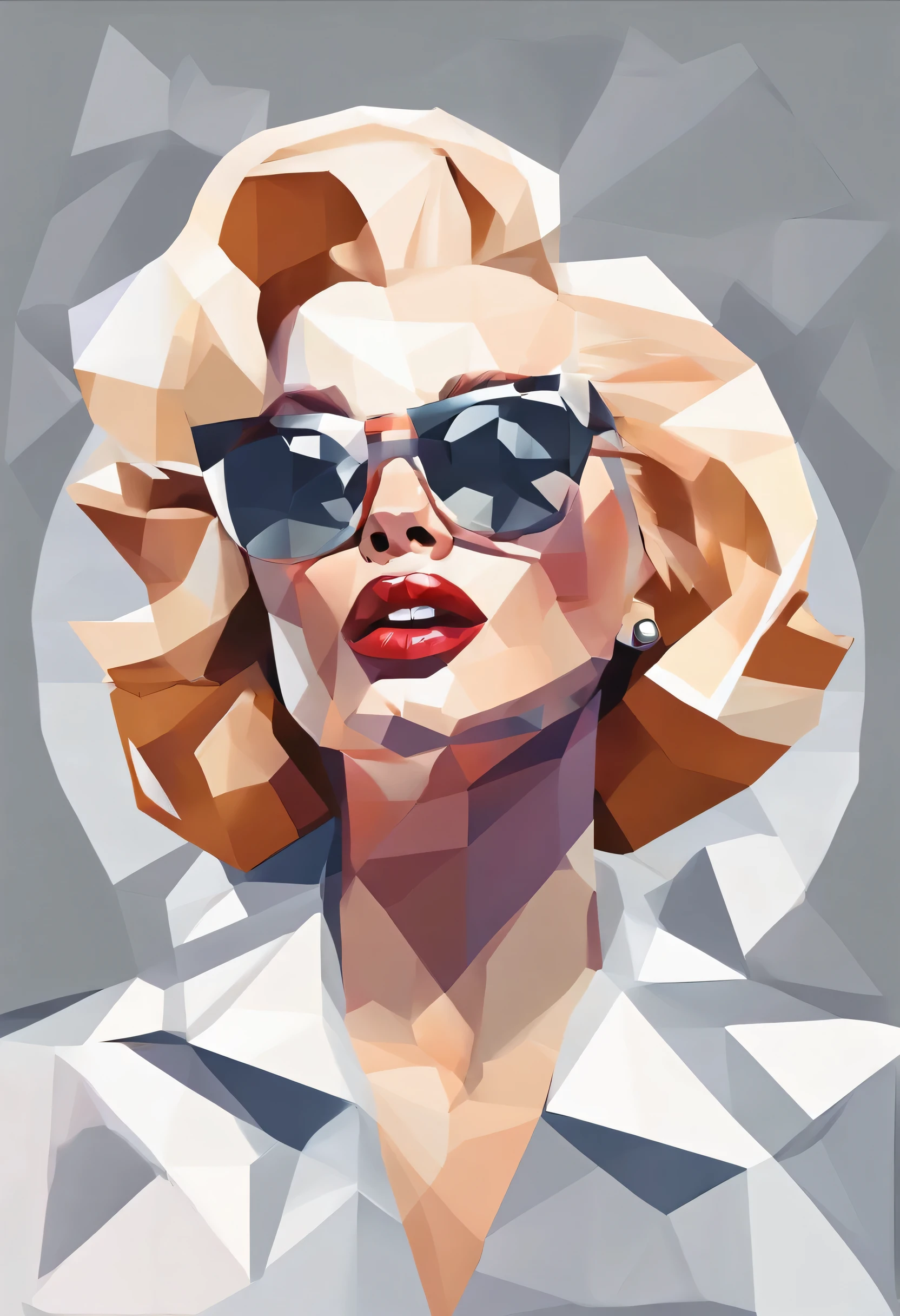 Perfect alignment, Sweet Marilyn Monroe in a jacket，Crystal vases，Rose, Wearing sunglasses, cheerfulness, Abstract beauty, Centered, Looking at the camera, facing the camera, Getting closer to perfection, Dynamic, very detailed, smooth, Sharp Focus, 8K, high-definition resolution, illustration, artists Karn Griffiths and Vadim Kashin, White background
