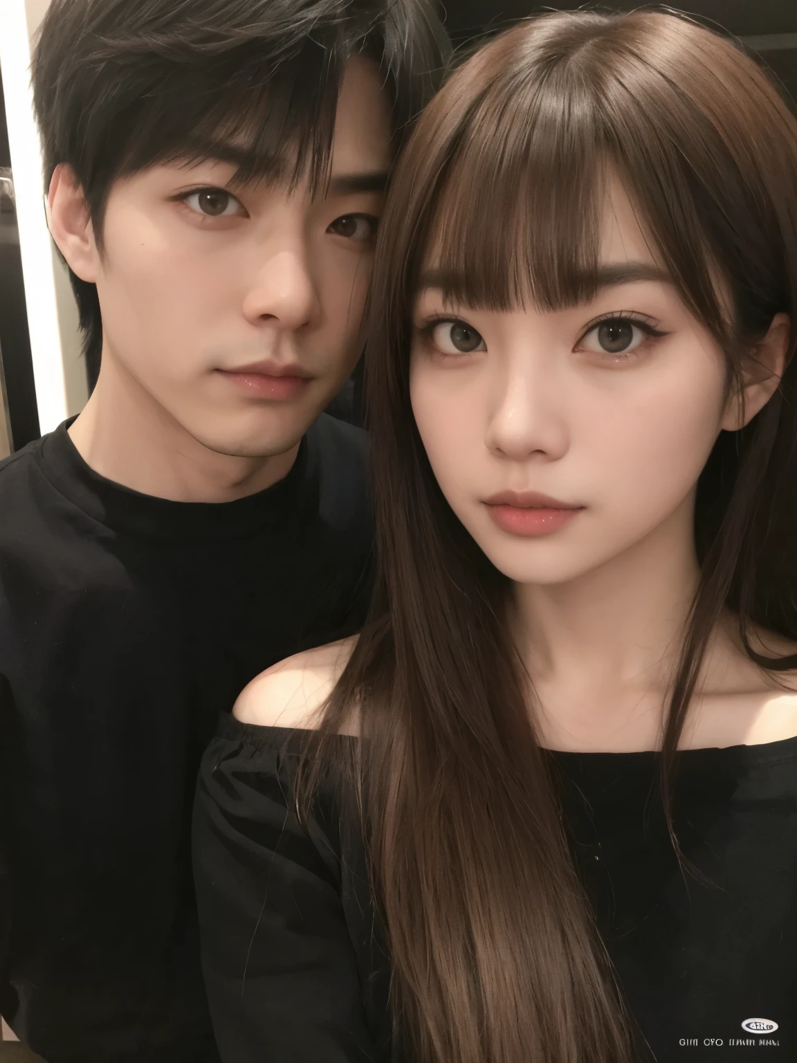 Araffes con pelo largo y camisa negra posando para una foto., Lalisa Manobal, el corte de hime, son pixivs y junji, yusuke murata y junji ito, neat hair con flequillo, con flequillo, Estilo de Junji Ito, Yoshitomo Nara, ulzzang, chiho