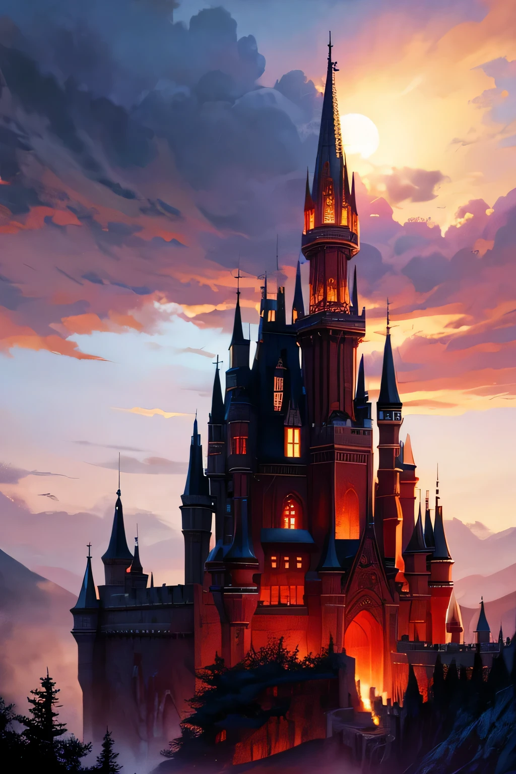 castle in blood, blood, castle, wallpaper, background, night, fantasy