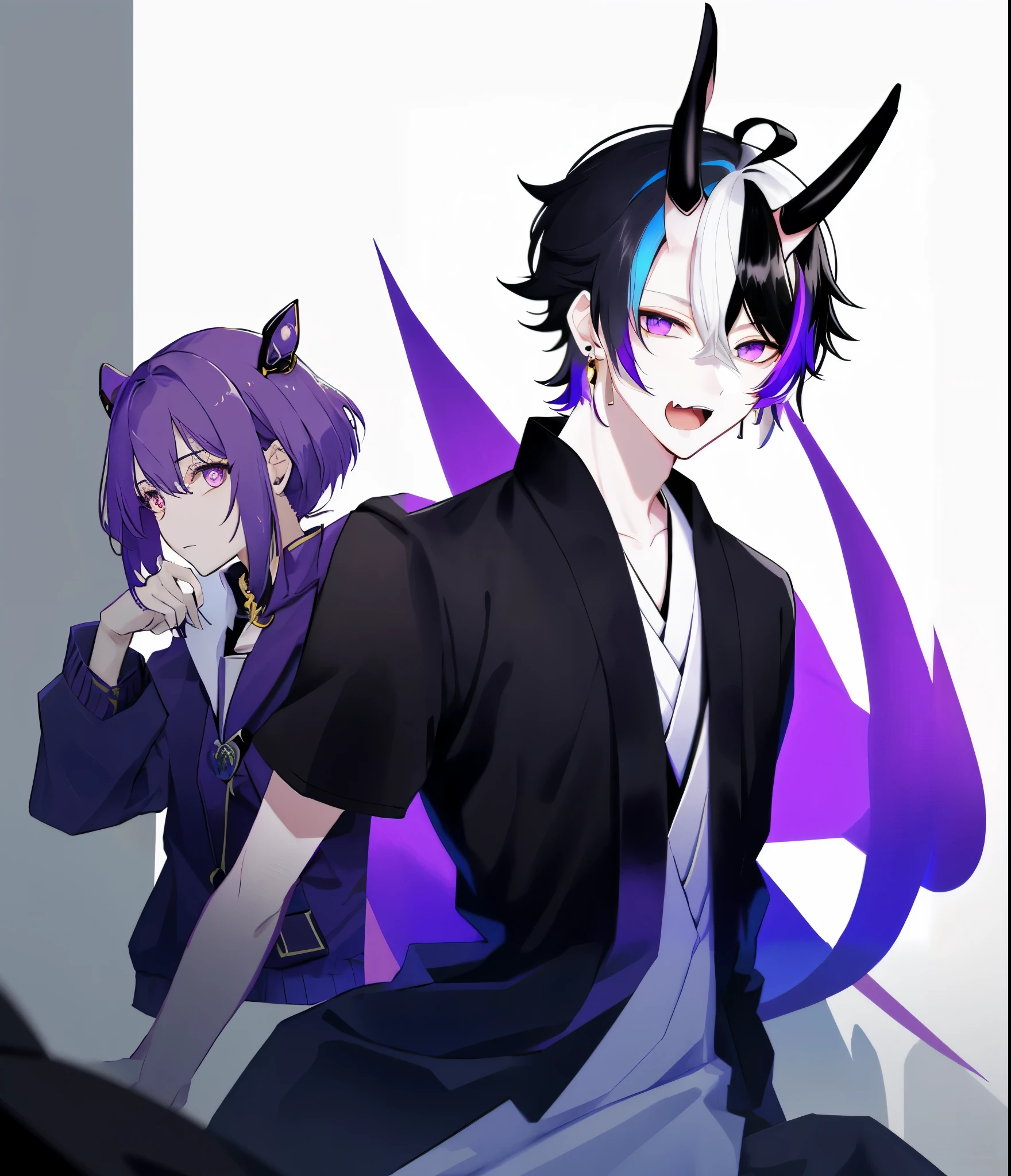 和服, 羽織, odd eyes, purple eyes, yellow eyes, 