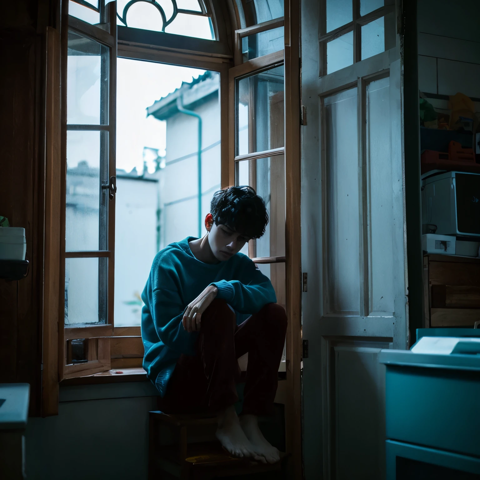 Depressivo boy in The house