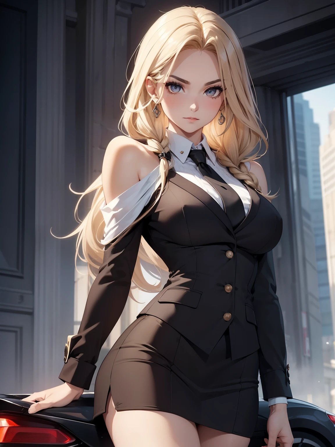 (best quality, 4k, 8k, highres, masterpiece:1.2)
ultra-detailed
detailed face
detailed lips and eyes
attractive appearance
expressive face
realistic
BREAK Valerie the Thief beautiful caucasian woman with messy wavy shoulder length blonde hair
23 years old
((big eyes))
(brown eyes:1.3)
brown eyebrows
fair skin
lean and athletic
BREAK detailed
perfect fingers
perfect hands
detailed perfect face
anime style
intense blushing
smirk
beautiful detailed brown eyes
arrogant caring slightly shy and slutty expression
(solo:1.2)
medium beautiful hair tied in one braided ponytail
(full body) (business suit:1.1) (tie:1.1) (Business shirts) (Business Skirts) (Business tights) (outside)
(alluring pose)
diverse and dynamic poses
ass visible through thighs
(motorcycle or sports car)
defiant expression