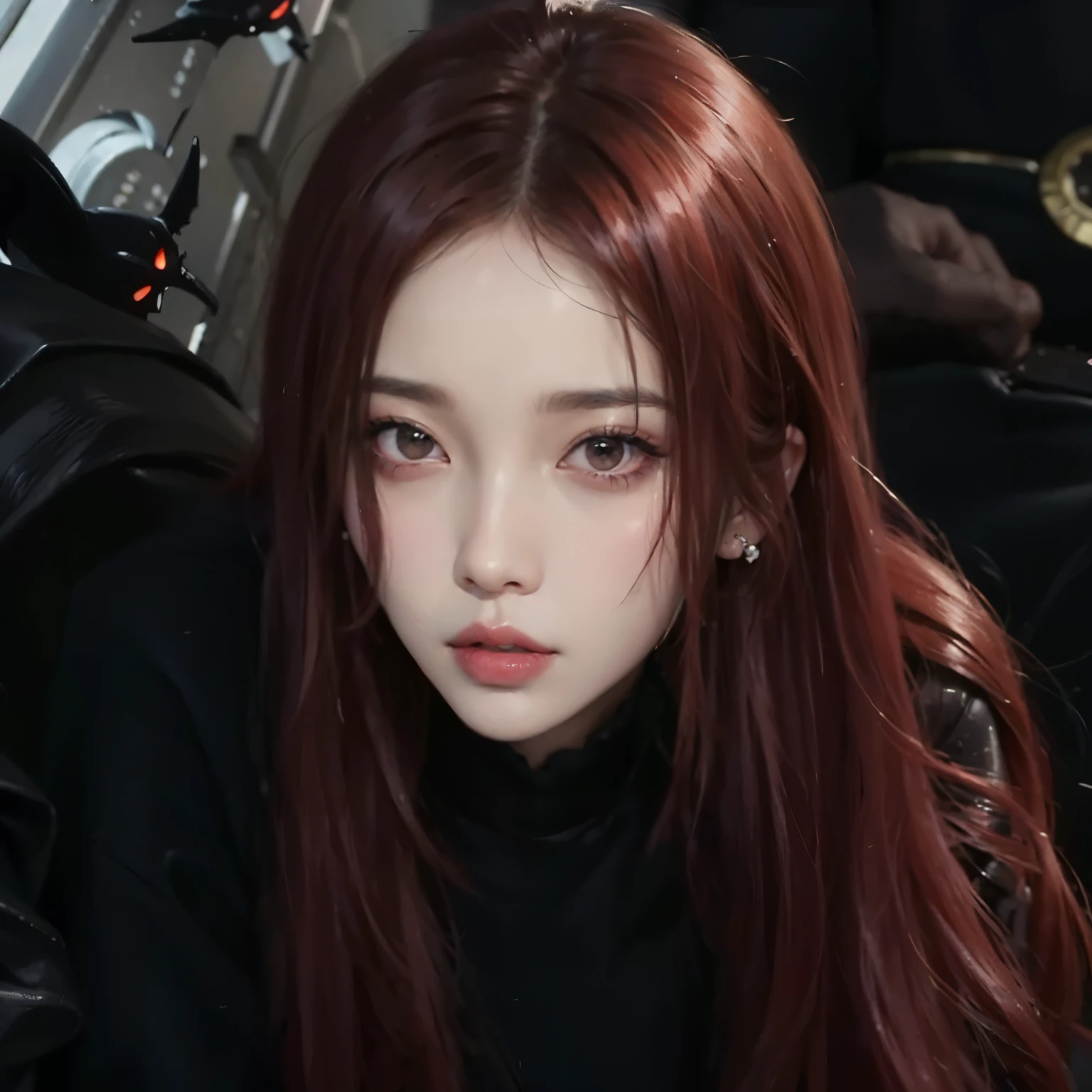 hay una mujer pelirroja y con piercings posando para una foto, jossi de blackpink, portrait of jossi de blackpink, jennie rosa negro, cruel korean gothic girl, Jisoo de Blackpink, parque roseanne de blackpink, jisoo de blackpink, heonhwa choe, retrato de jisoo rosa negro, iu lee ji-eun como supervillano, Jinyoung Shin, aparcar desde-min