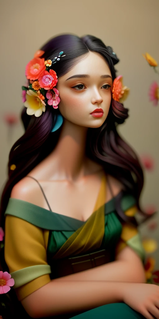 Woman with flowers on hair