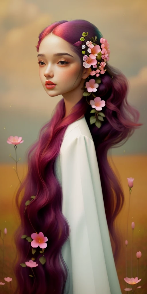 Woman with flowers on hair