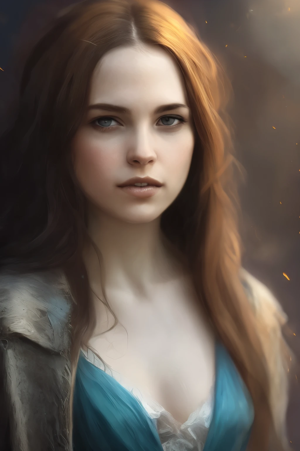 a female portrait of a hyperdetailed in the style of a dementor from harry potter and a rogue dnd character,ginger hair, (pleasant:1.3) thoughtful expression, full body, conjuring magical energy, cinematic shot on canon 5d ultra realistic skin, Fabian Perez Henry Asencio, Jeremy Mann Marc Simonetti fantasy magical horror atmosphere, (highly detailed environment:1.3)