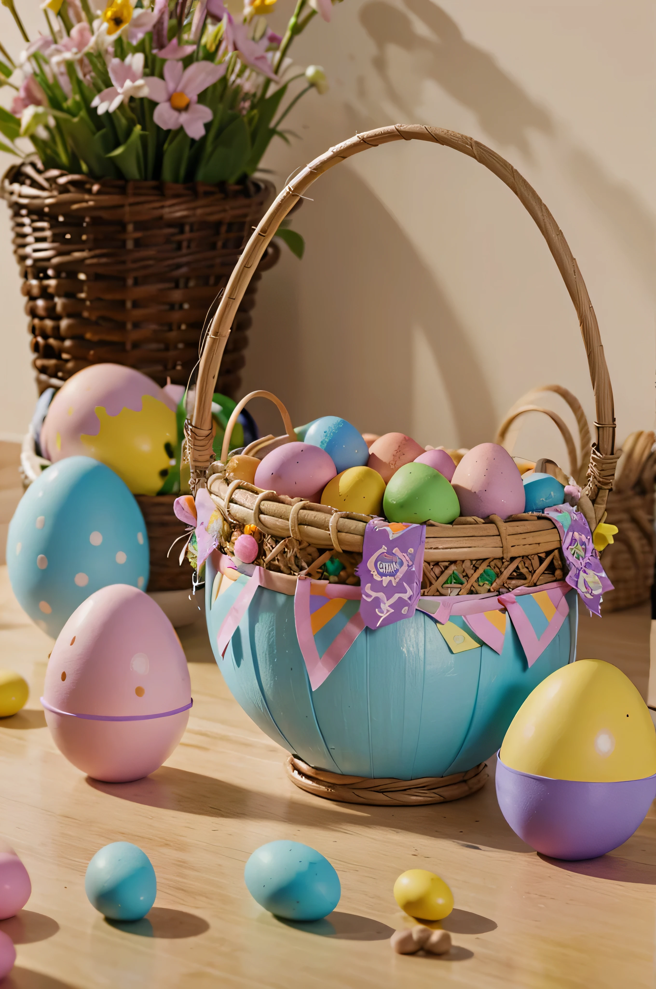 easter, easter bunny, easter eggs, illustration, 8k, colorida, detalhe, Pintura