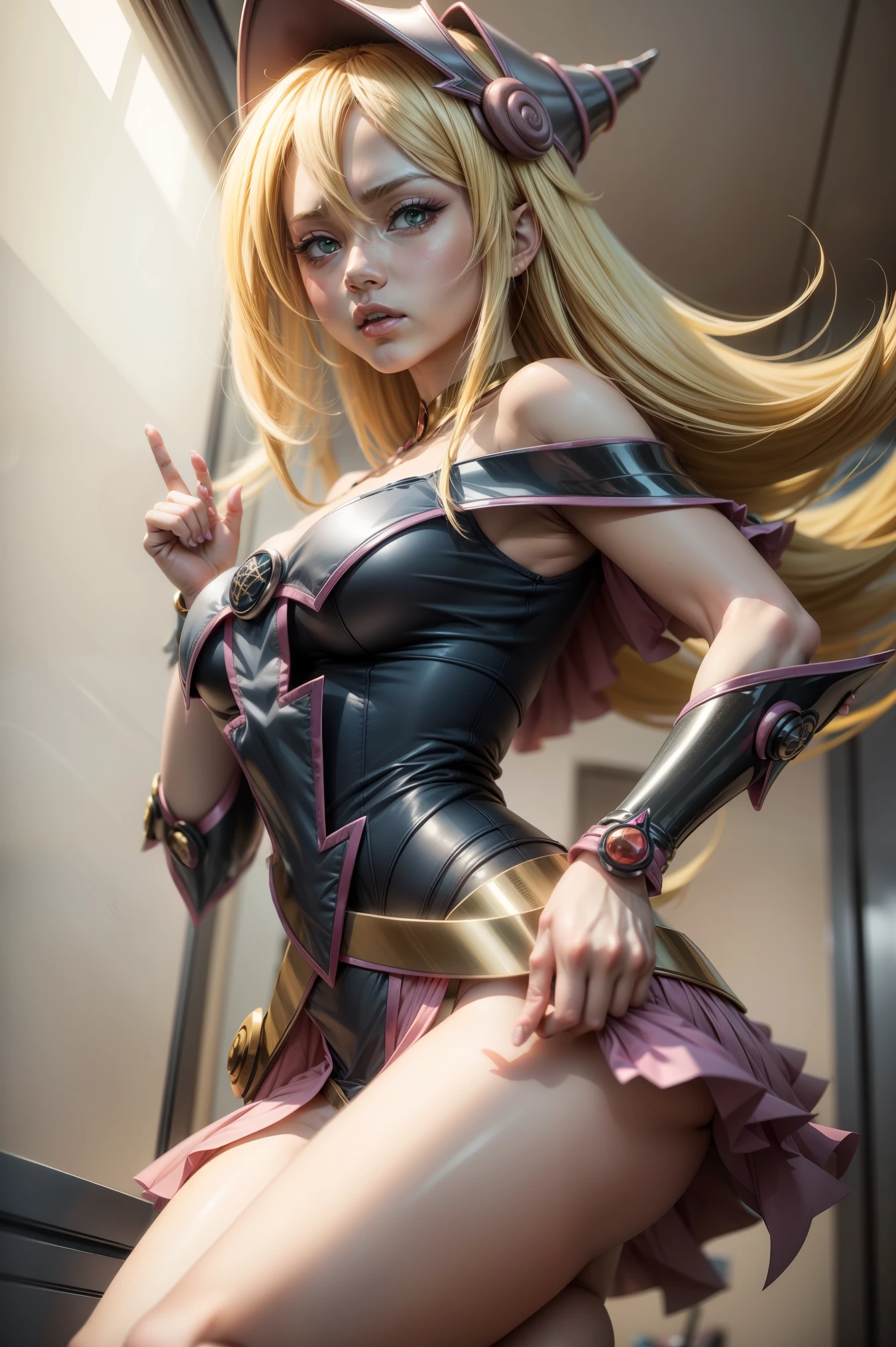 Blonde woman with long hair points the camera with her finger, primer plano de estilo de gesto pesado, marin kitagawa fan art, with index finger, Estilo anime Jojo, con el dedo apuntando, en un estilo anime, Anger and pointing, sombreado de celdas!!!, cel - shading art style, Chica anime rubia con pelo largo, Rena nunen estilo 3/4, en estilo anime, apuntando