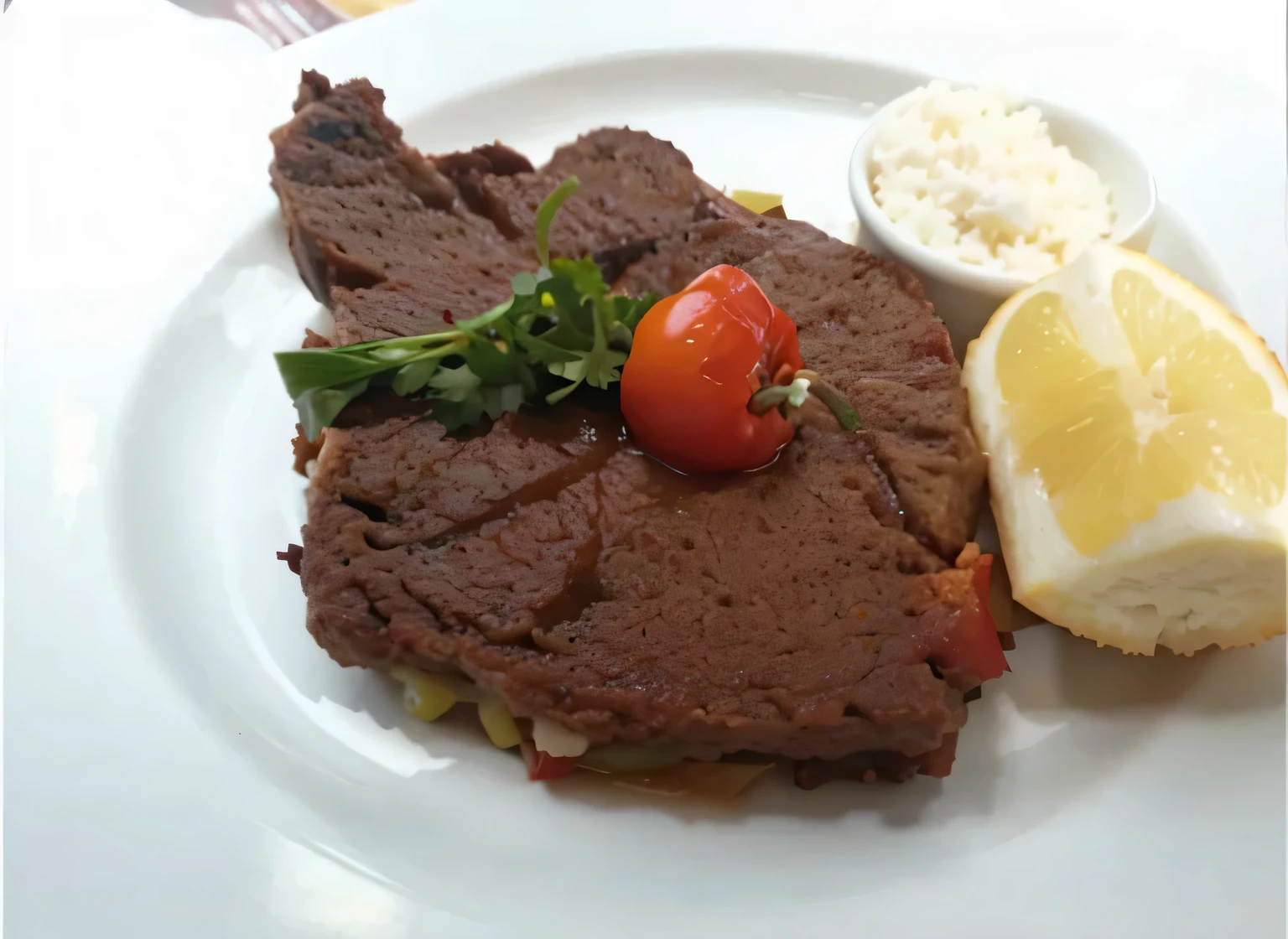 plate with food and peppers