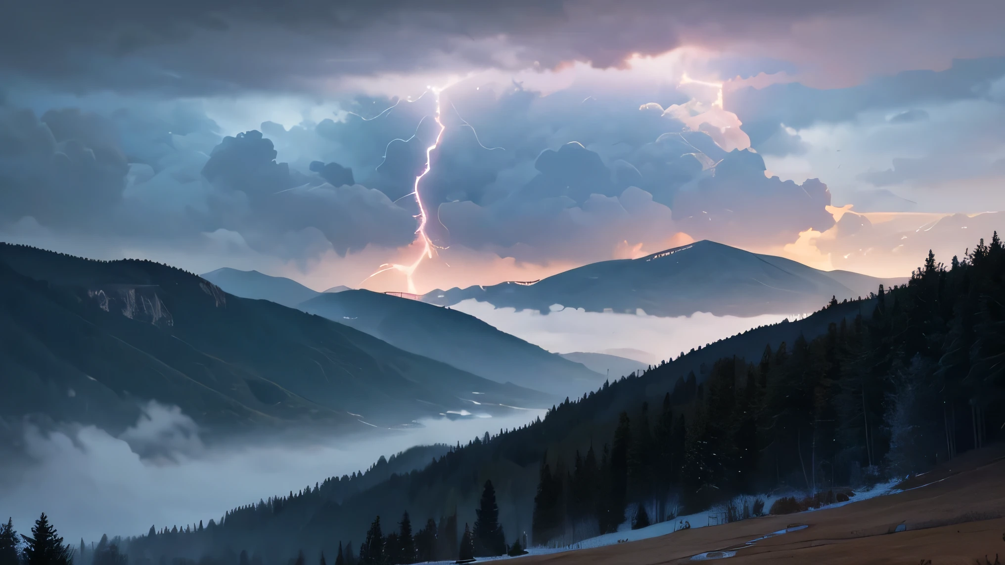 Amid growing tension, algo inesperado aconteceu. The fog that enveloped the hills turned into an intense storm, Lightning flashed across the sky and thunder roared as if nature itself was outraged by Oliver's lies..