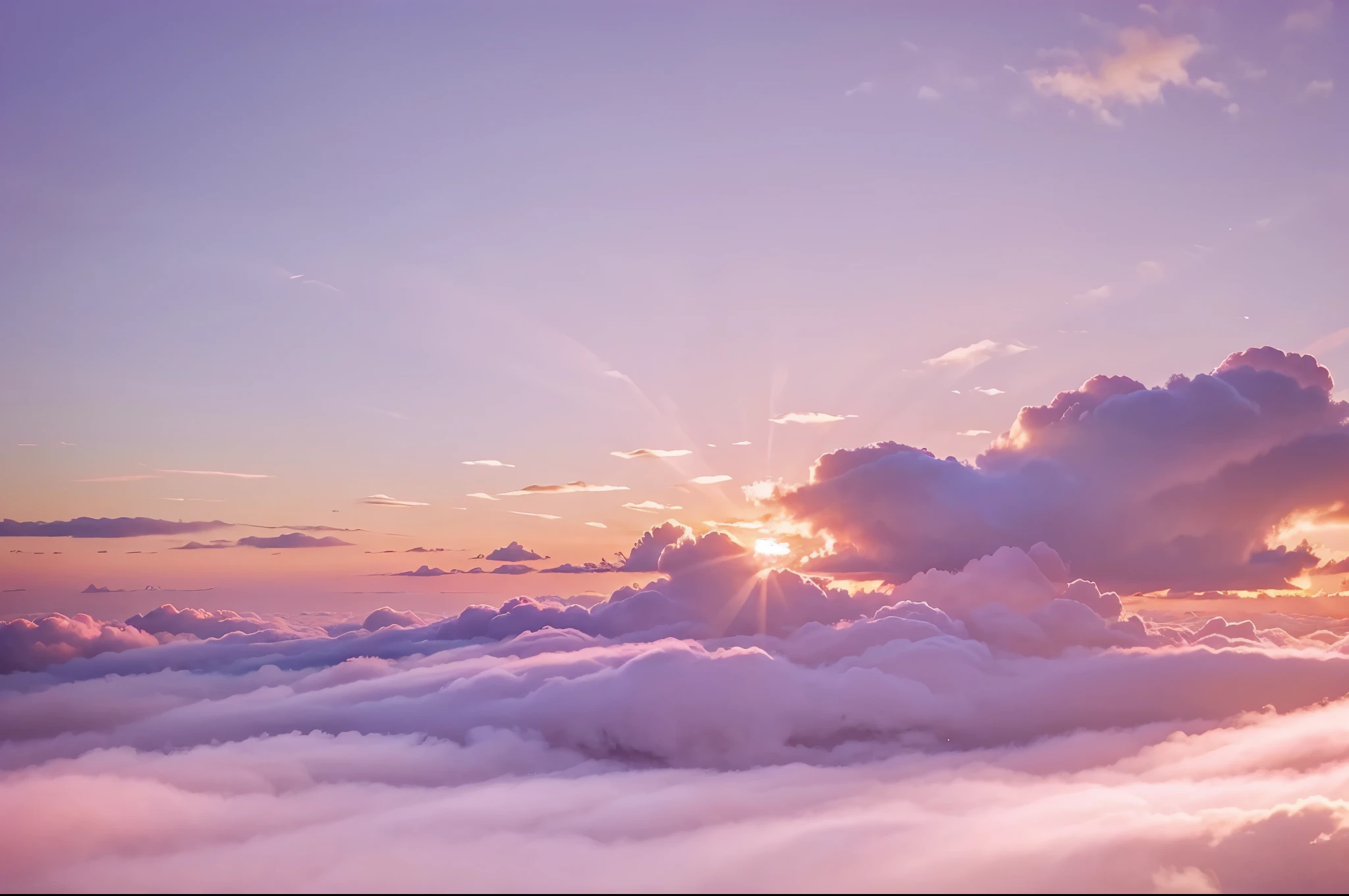 pink background and a pink sky, soft lilac skies, some background blur, background is heavenly, pastel sky, pink fog background, fluffy pink anime clouds, soft purple glow, sky theme in background, ethereal background, dawn background, the background is blurred, simple background, pink sky, pastel sunset, pastel purple background