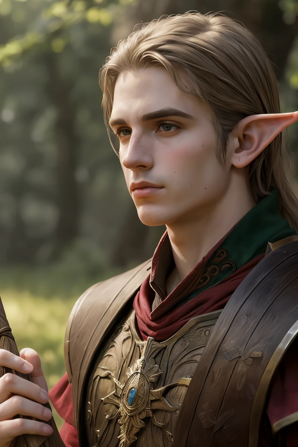 ((melhor qualidade)), ((obra de arte)), (detalhado), rosto perfeito D&D, fantasy, cinematic. half elf male holding a agger
