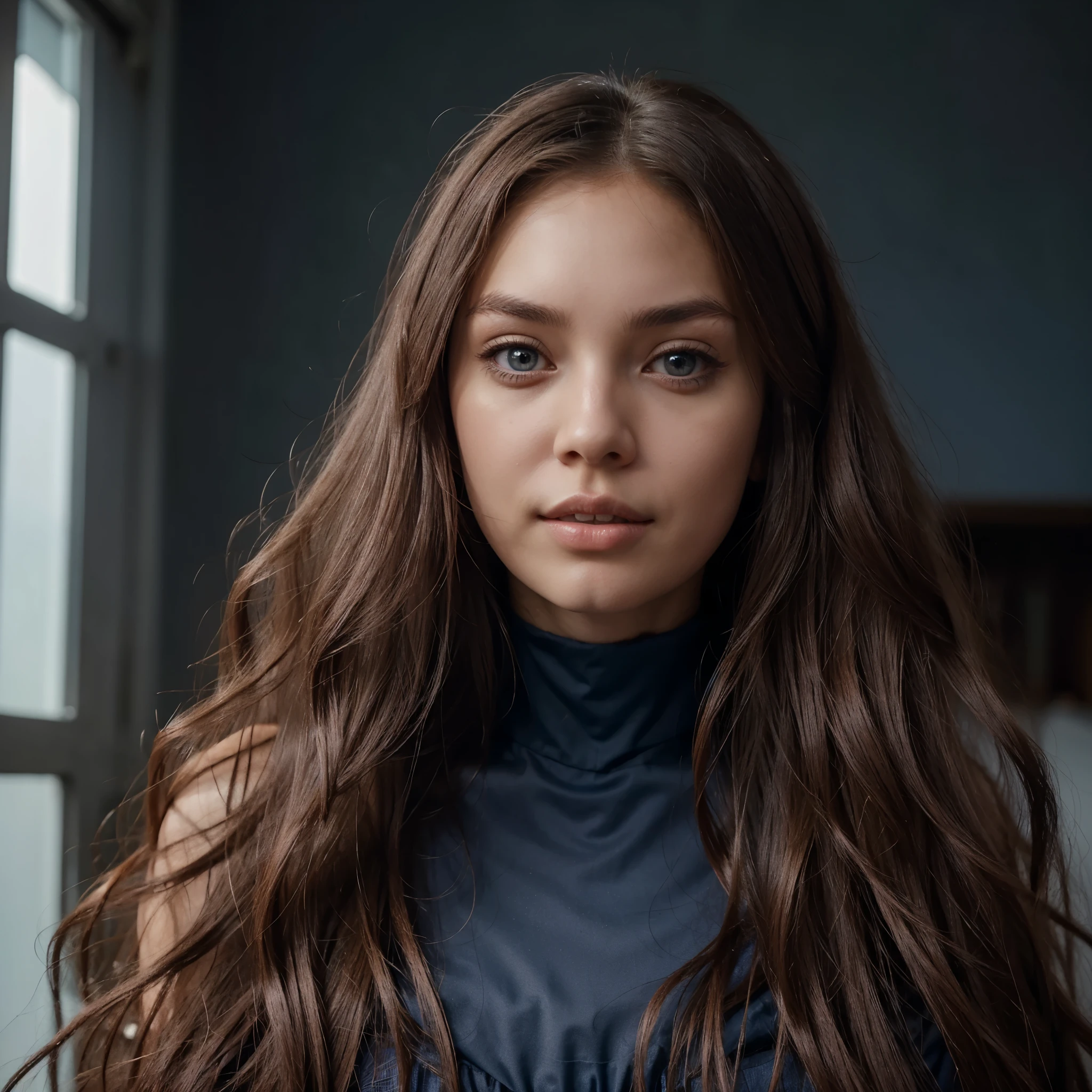 The most beautiful and super realistic girl is 172 tall, wearing a knee-length pink dress, long fluffy hair of a dark Russian shade, very long. Slovenian appearance, neat nose, Asian eye shape, dark blue eyes. Plump lips in a bow. extremely beautiful, the only beauty on earth. 29 years old. slim athletic body. hair is lighter. very beautiful.