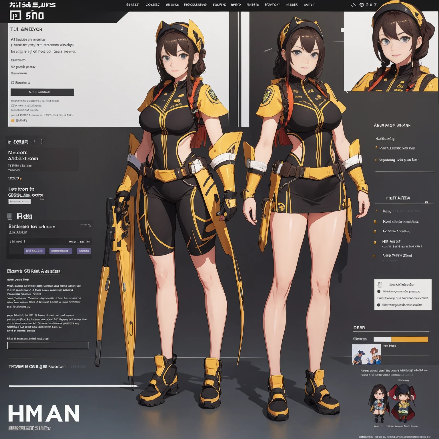 (((full body photo))),2 girl, character sheet, concept art, full body, (masterpiece:1.2), (best quality:1.3), 1girl, standing, coloring  