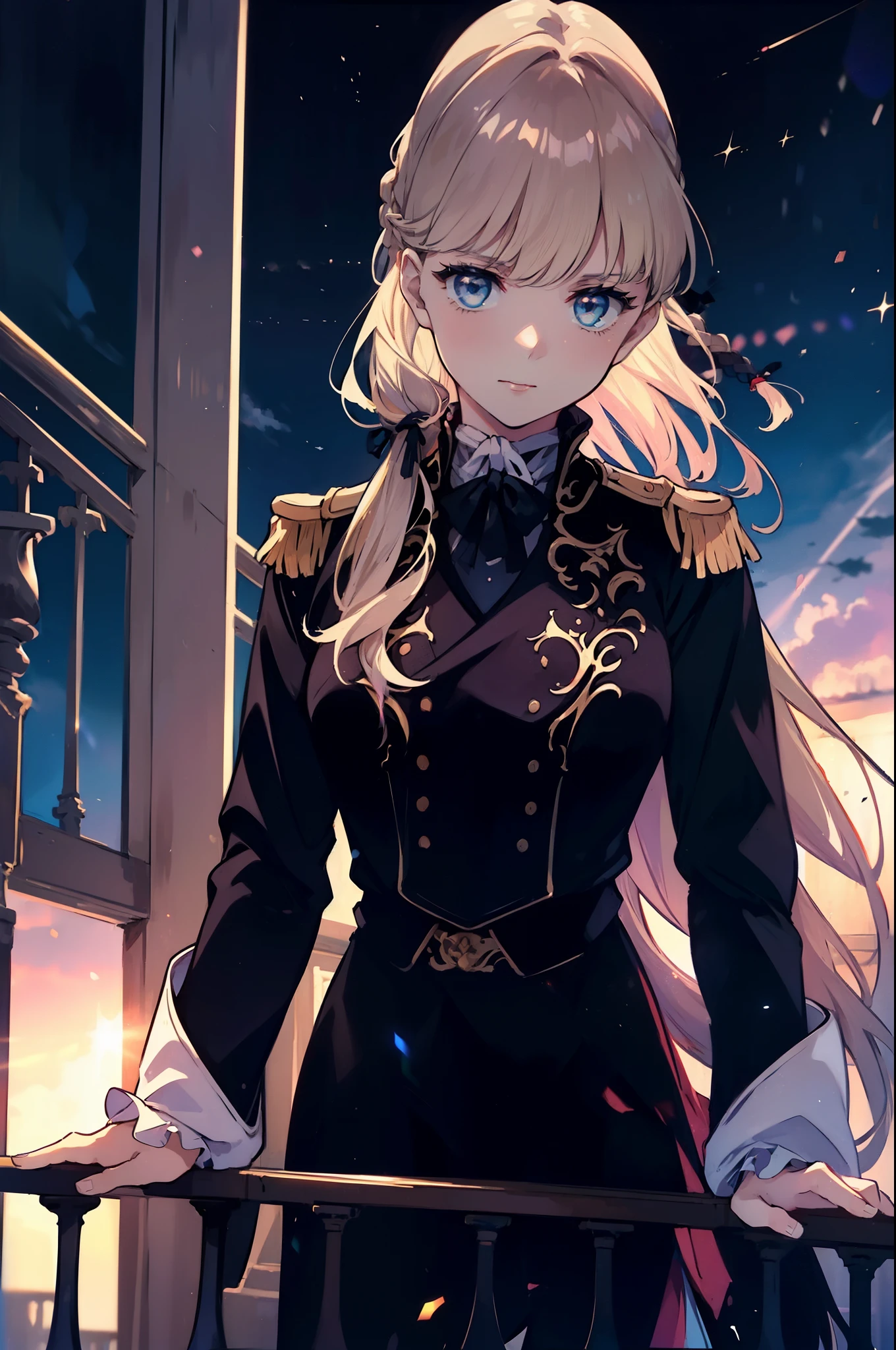 lina peace craft,Lina Dorian,茶color髪,long hair,Low ponytail,her hair is tied into a ponytail with a black ribbon.,european military uniform,european castle balcony,he puts his hand on the balcony railing and screams.,NSFW during the day,official art,Highly detailed CG Unity 8K wallpaper, perfect lighting,colorful, bright_front_face_light nastar piece:1.0),(Highest_quality:1.0), 超High resolution,4K,Super detailed,
photograph, 8K, HDR, High resolution, confused:1.2, kodak portrait 400, film grain, blurred background, Bokeh:1.2, Lens flare, (vibrant_color:1.2)
(beautiful,big_chest:1.4), (beautiful_face:1.5),(narrow_waist),