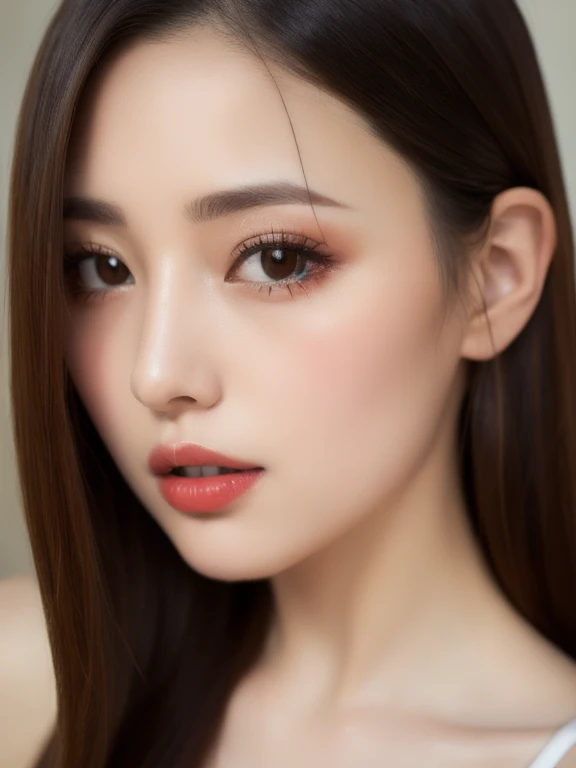 (realistic、masterpiece、Best Quality、8K、highres、high resolution:1.3)、1 girl、Big breasts、white bikini、looking at viewers、super fine face and eyes、long hair、 upper body、