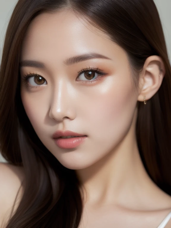 (realistic、masterpiece、Best Quality、8K、highres、high resolution:1.3)、1 girl、Big breasts、white bikini、looking at viewers、super fine face and eyes、long hair、 upper body、
