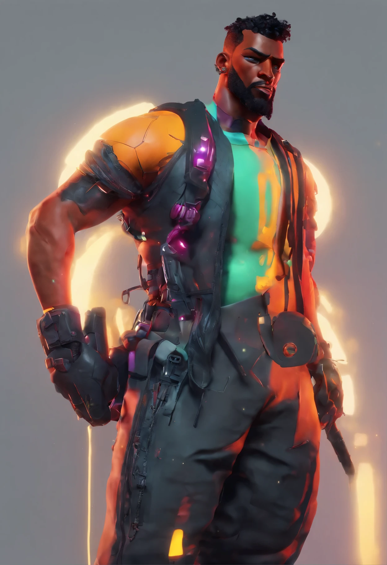 Personagem de desenho animado de um homem com cabelos bem baixo pretos e uma camisa polo preta, With a low beard and an old school tattoo on his arm,  with black skin animation character, Caractere estilizado, animation style rendering, 3D estilizado, Arnold Maya rendering, Stylized 3D rendering, toon render screenshot, Personagem 3D, Personagem 3D, Stylized 3D rendering, 3D character rendering, personagem de desenho animado, Personagem de close up, Pose de personagem,  (Estilo Pixar) (parte mestre:1.2) (Bokeh) (melhor qualidade) (pele detalhada) (textura detalhada) (8k) (argila) (cinematic lighting) (sharp focus