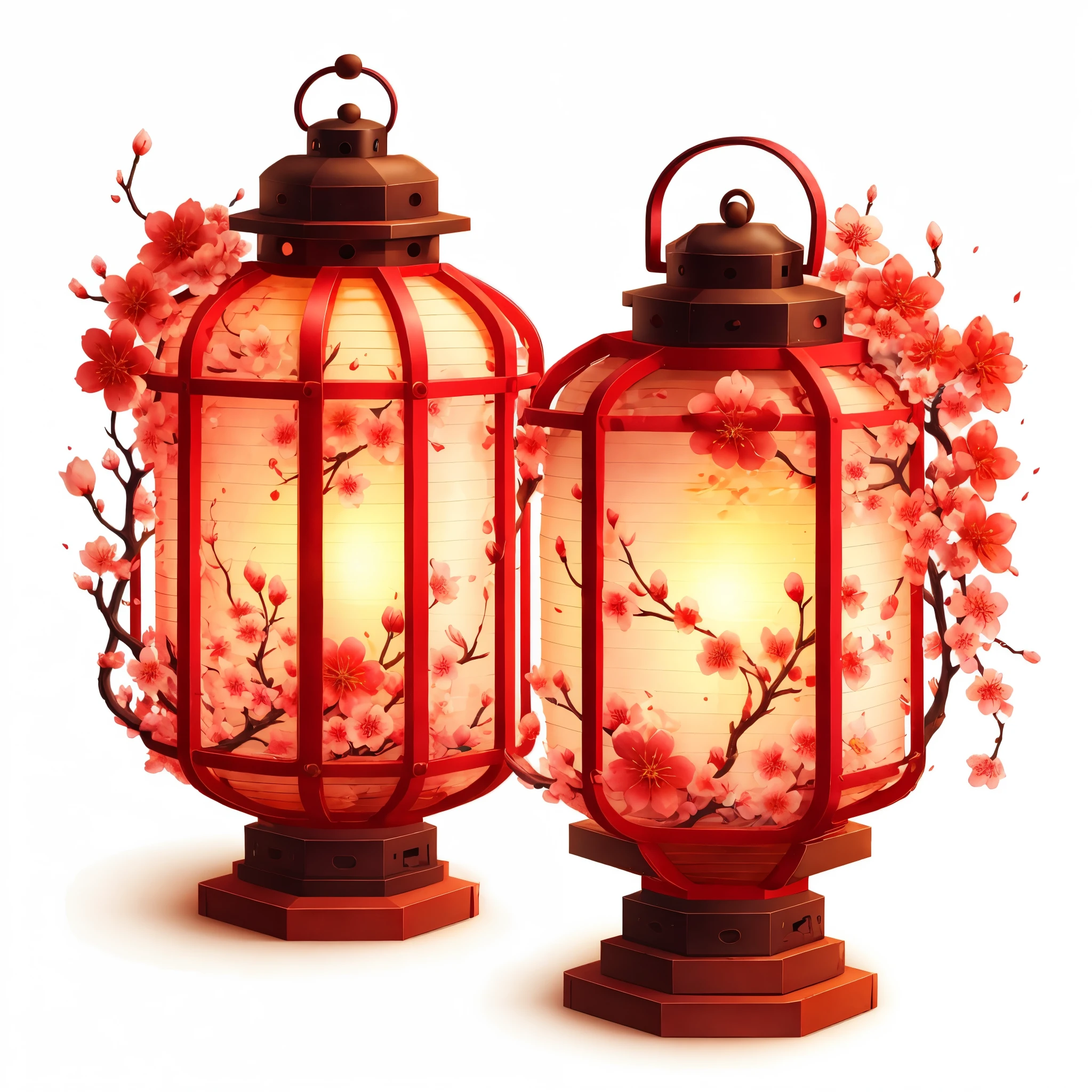 lantern，simple background，glow。red，Star anise