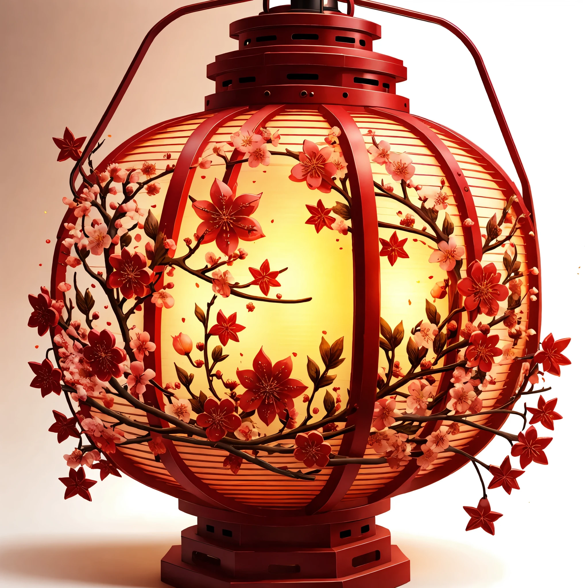 lantern，simple background，glow。red，Star anise