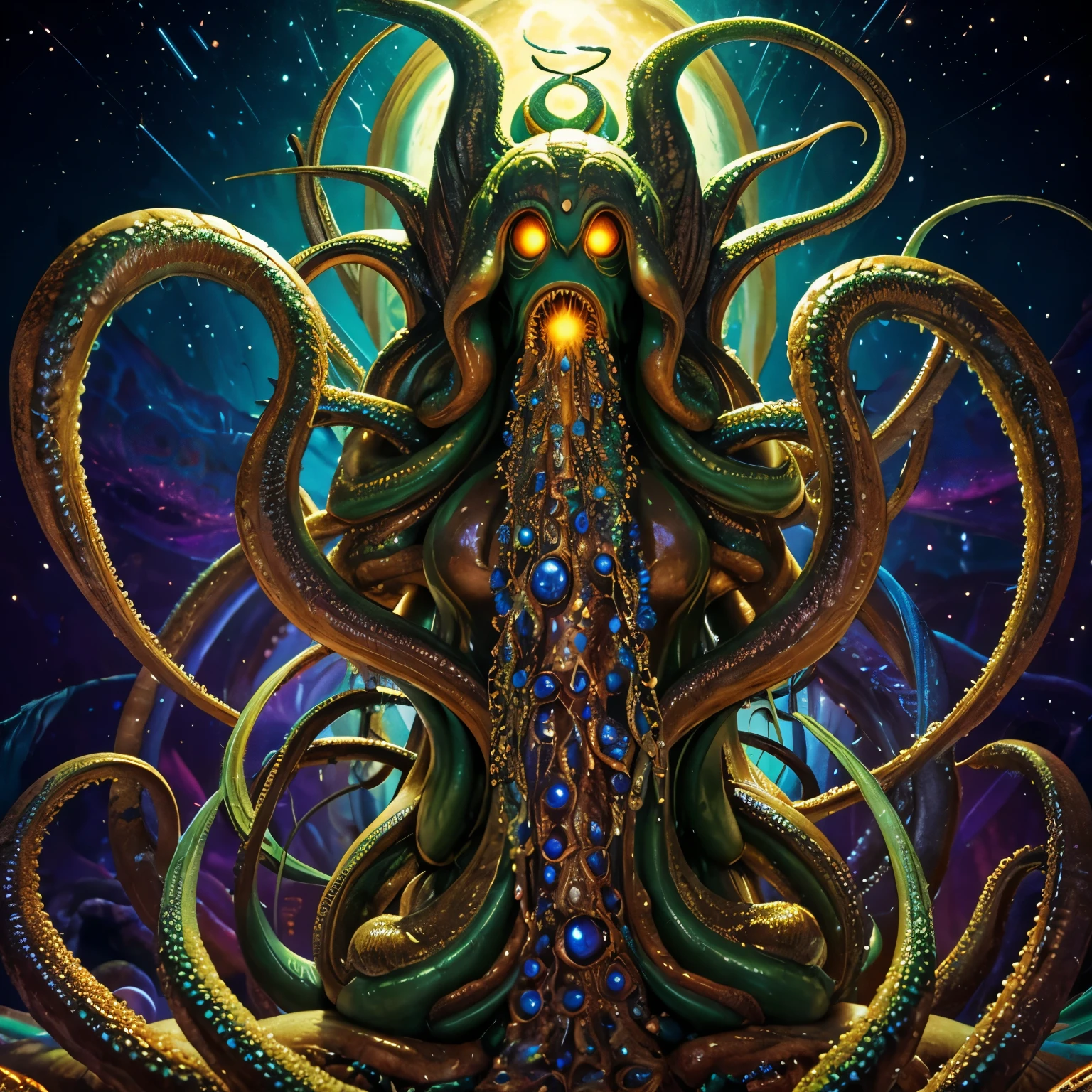 {NEO GOD}{an alien}{Chemicals}{Deities}{vhorrified}{Deities々Right}{Beautiful shape}{an oil painting}{hight resolution}{devastated}{Buddha}{Rainbow flesh}{Ultimate form}{Another dimension}{kosmos}{mistic}masterpiece , best quality , ultra-detailed{cthulhu mythos}{goddes}{MuCoi}{mucous membrane}{tentaculata}{worm}{Nyarlathotep}