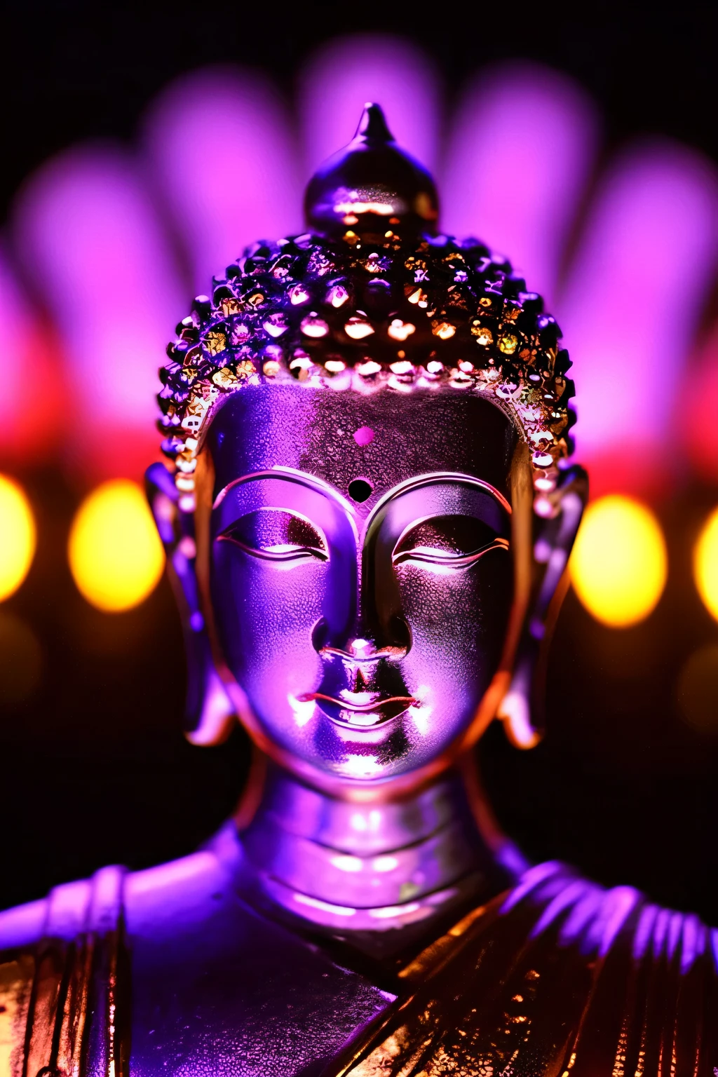 Buddha statue、wonderful、Buddha、wonderful半身,shining brightly,The entire screen lights up,close up of face