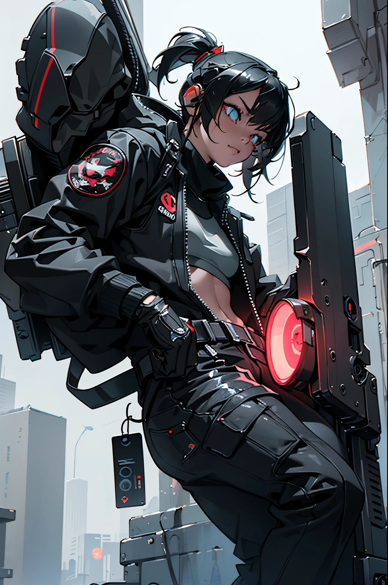 Muscle Special Forces Girl,eyes shine, Wearing black special forces equipment, with a gun in hand, full body esbian, Shoot at knee height, cyber punk, neon light, futuristic, surrealism, red,。.。.。.3D, redshift, Maxon Cinema 4D, Quaixel Megascan Rendering, Doomsday color, red light, futuristic, 1/3, high detail, super high quality, phantom engine, 8K,