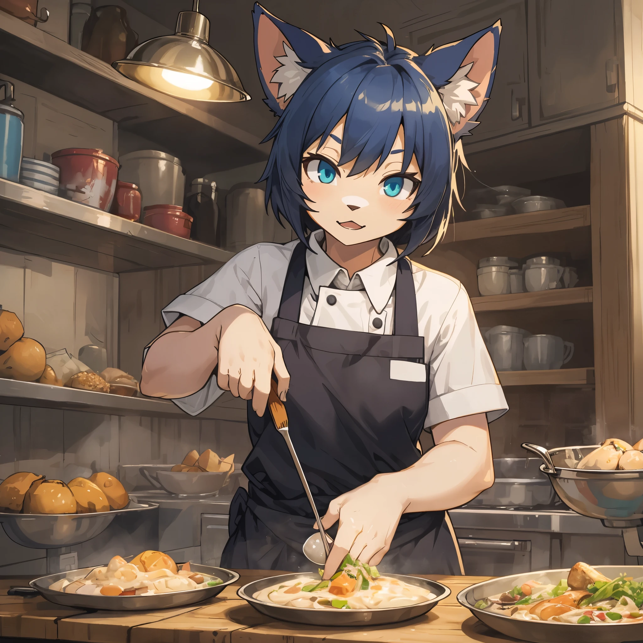 top quality, best quality, High-quality illustrations, masterpiece, super high resolution, detailed background, cooking, chef, 6+boys, 6+girls, absurdres(highly detailed beautiful face and eyes)perfect anatomy, expression, good lighting, cinematic shadow(kemono, furry anthro),