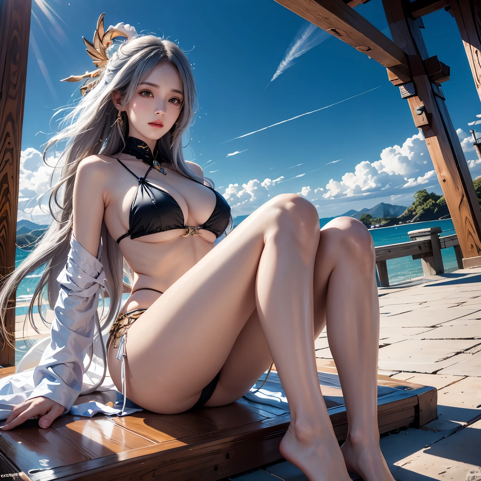 (obra-prima), realista, longe de fotografar, imagem de uma mulher japonesa, full body to feet, alta qualidade, 8K Ultra HD, fotorrealista tem um rosto maduro totalmente detalhado, realistically no ouch, 36D, natural, charmoso, rosto detalhado, uma  doce tem pernas longas., Android_18_DB, sv1, angewomon, futabasakura, lacus_a