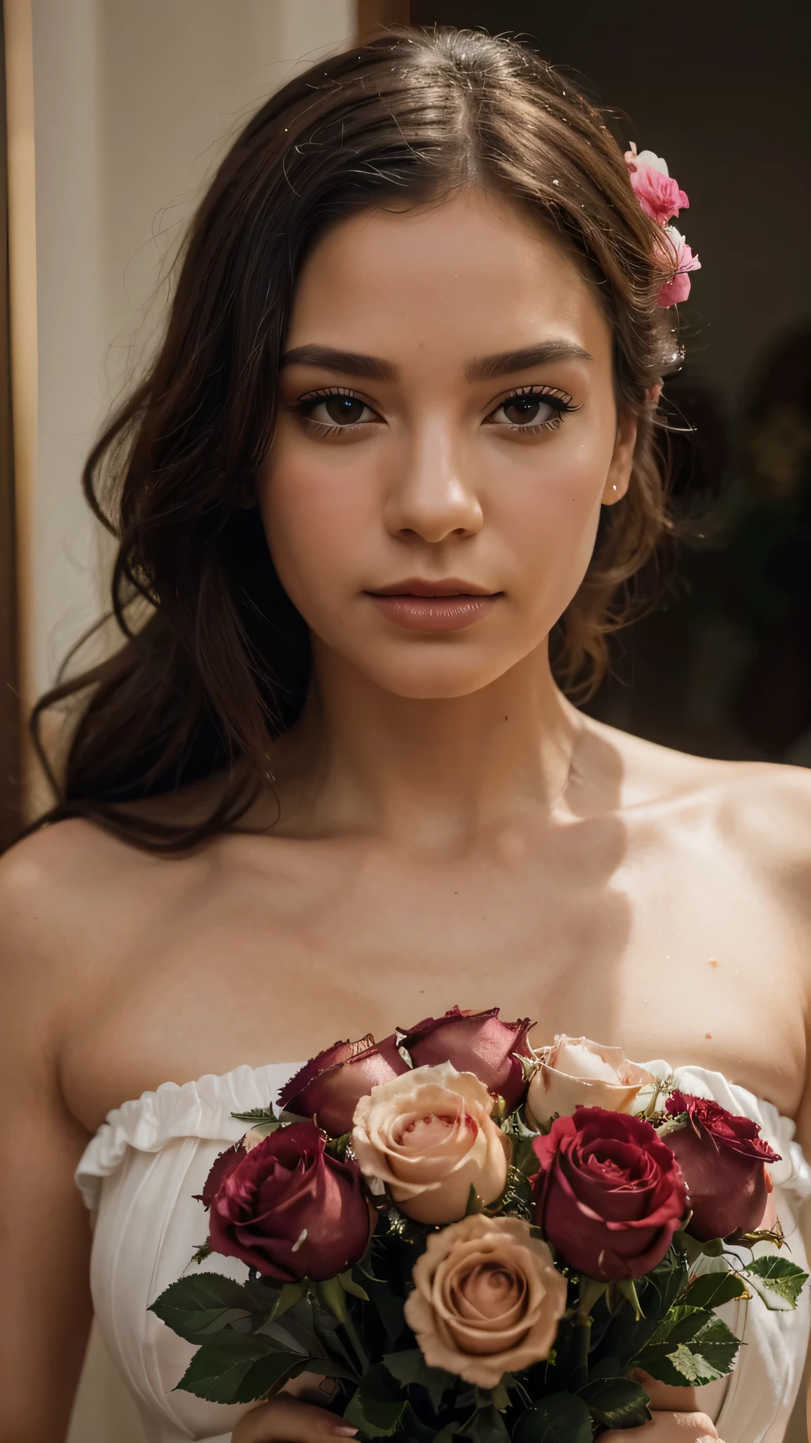 (melhor qualidade, foto macro, Detalhes perfeitos, High definition, arte), rosas e cravos frescos, detalhado, high resolution, arteistic masterpiece