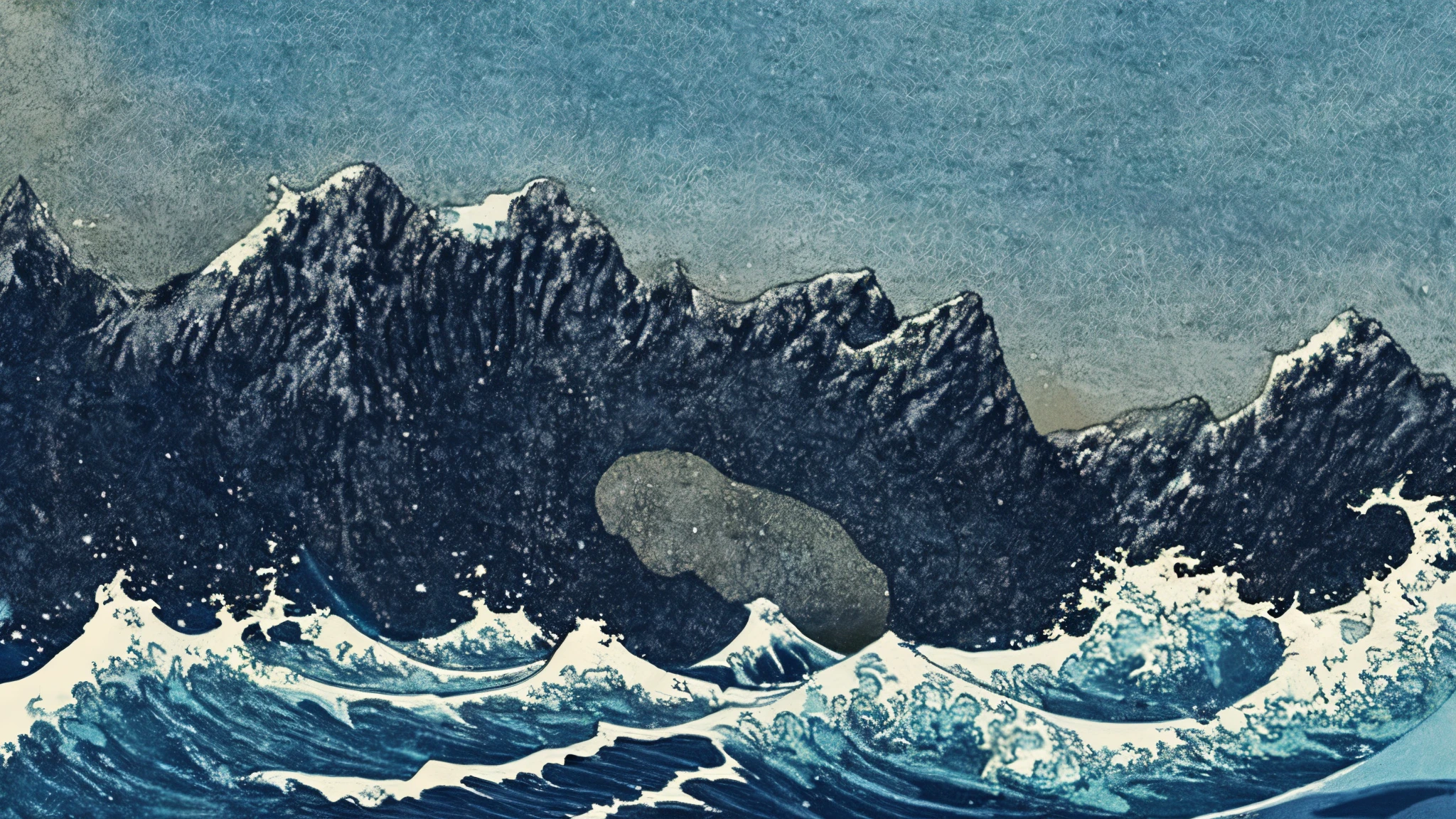 mountains and raging sea