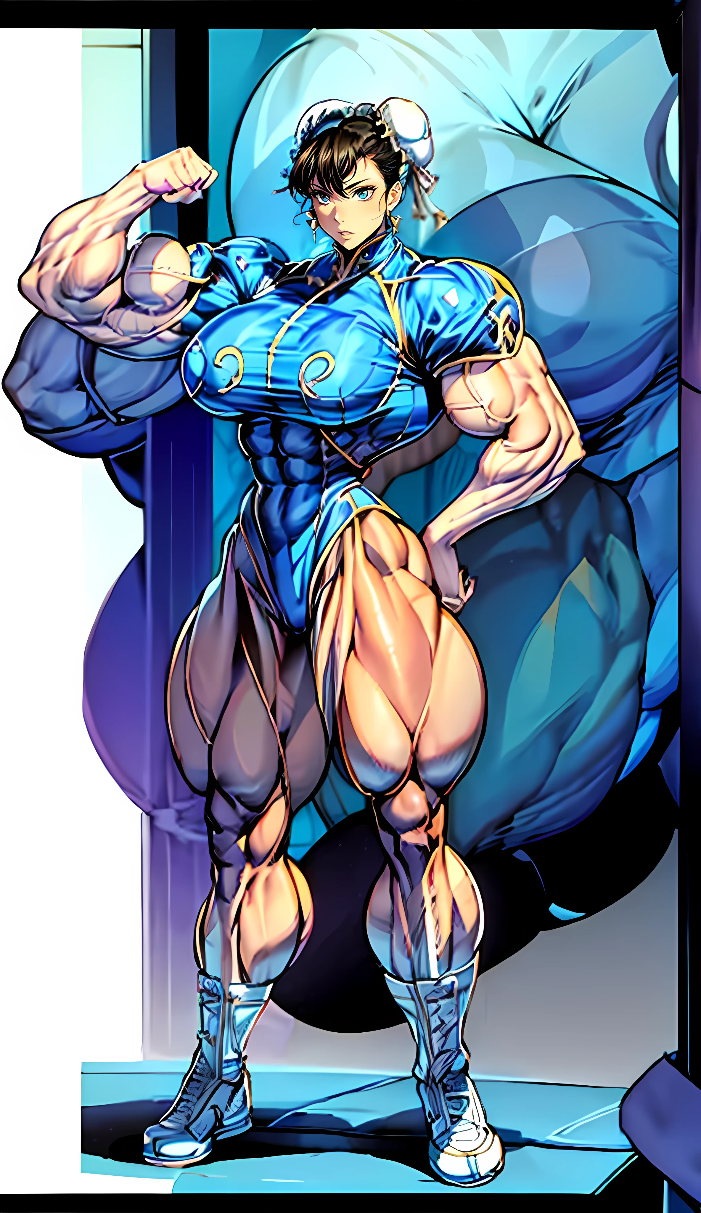 add_detail:1, chun li, (((Huge breasts))), ((long legs)), ((wide hips)), ((((Muscular Legs)))), (((Massive Female Bodybuilder)))