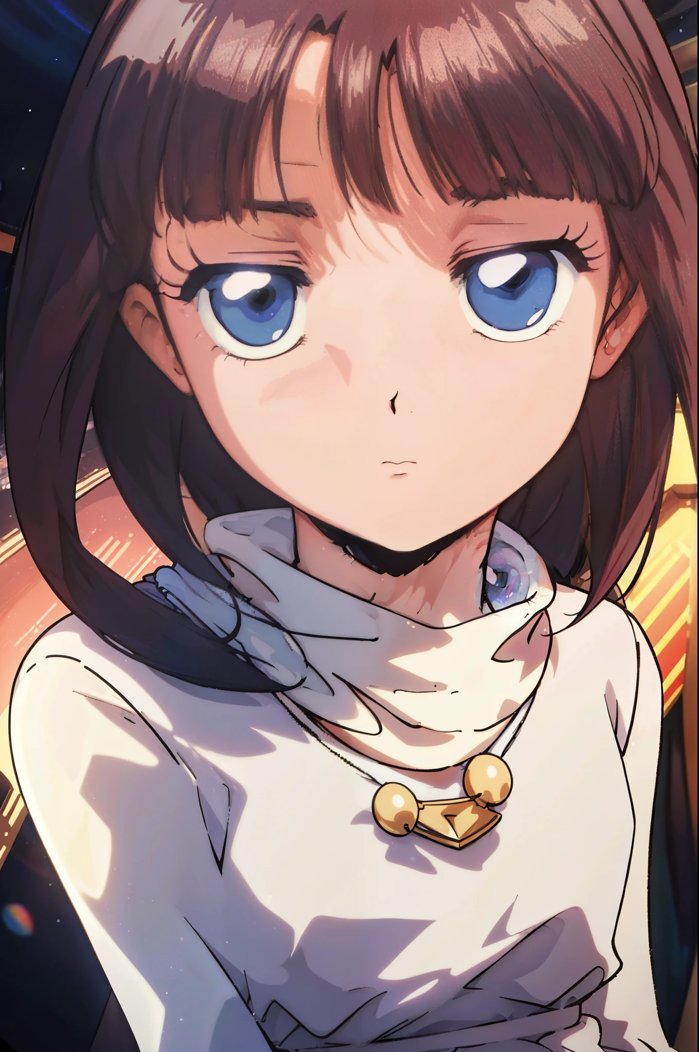 (night:1.7), in front of the window,spaceship,window(moon)
standing at attention,
white turtleneck, white shirt,long skirt,white obi,
hair ornaments, hair scrunchie,Low ponytail,
long hair,bangs, black hair, blunt bangs,big blue eye,
1 girl, 18-year-old,young woman,beautiful Finger,beautiful long legs,beautiful body,beautiful Nose,beautiful character design, perfect eye, perfect face,expressive eye,
looking at the viewer, in the center of the image,(upper_body),(Focus on her face), (innocent_big_eye:1.0),(light_笑face:0.3),
official art,Highly detailed CG Unity 8K wallpaper, perfect lighting,colorful, bright_front_face_lit,
(masterpiece:1.0),(Highest_quality:1.0), 超High resolution,4K,super detailed,
photograph, 8K, HDR, High resolution, disorganized:1.2, kodak portrait 400, film grain, blurred background, Bokeh:1.2, Lens flare, (vibrant_color:1.2)
(beautiful,chest:1.4), (beautiful_face:1.5),(narrow_waist),