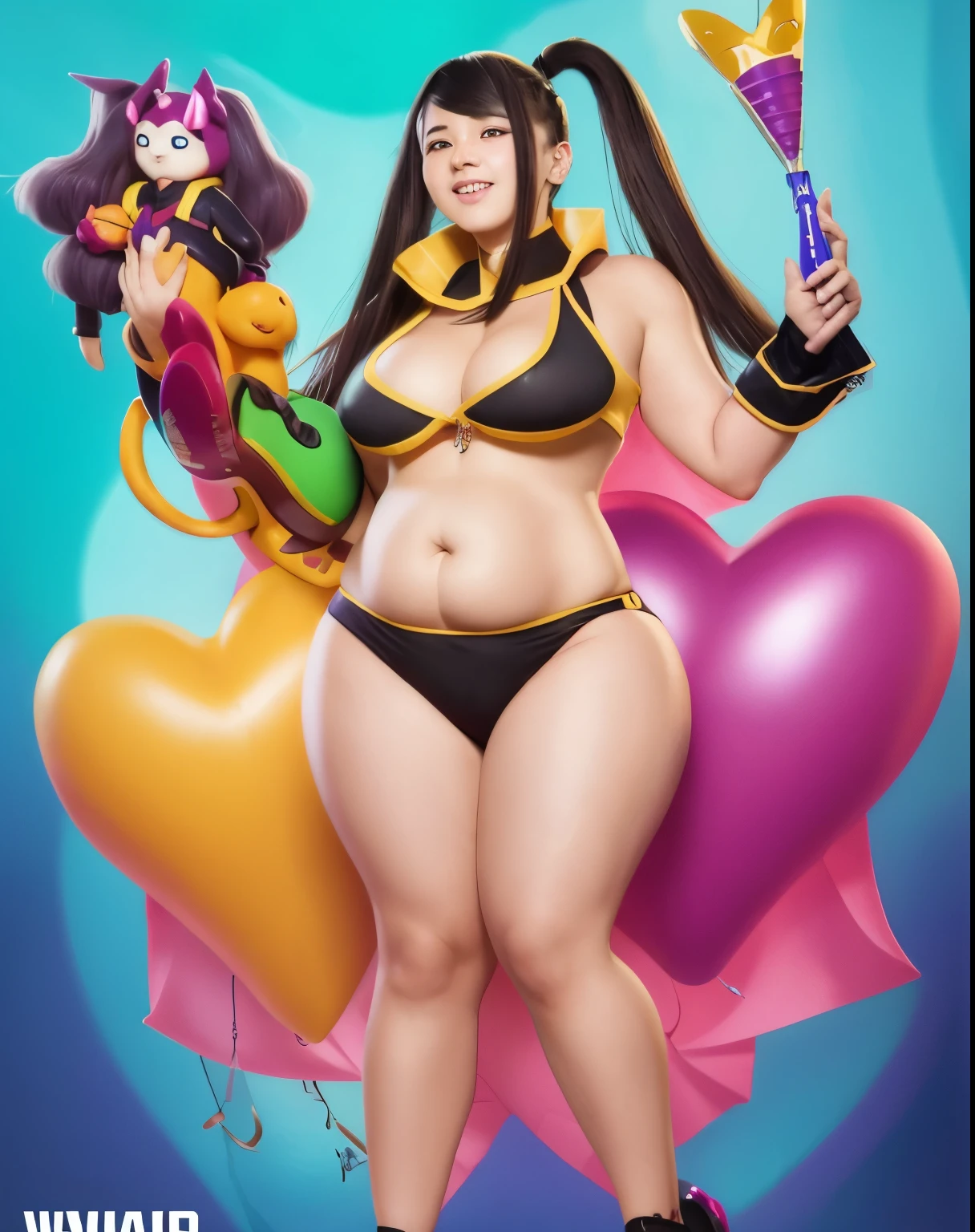 Anime character with a big belly and a big belly holding a big object, Artjam and Ati Gailan, Kushart Krenz Key Art Feminine, Gweiz, Krenzkushard, artwork in the style of Gweiz, Krenz Kuschardt and Artgerm, lost run style, In the style of Sachin Ten