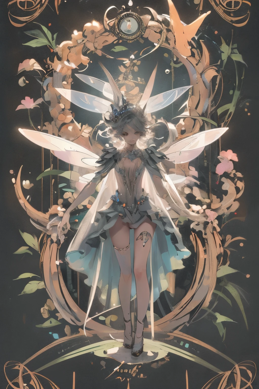 Symmetry tarot concept art by danahamm (Very provocative)+ Dress up as the Fairy Queen, Lovecraft&#39;s Mad Theme,  by Lee Bursten, Tarot 512, 8k, high detail, complex