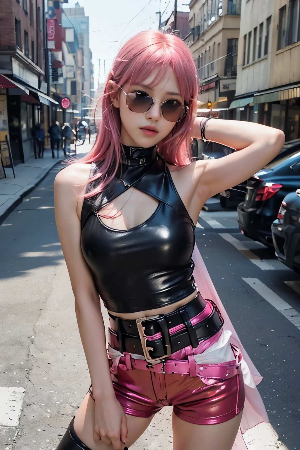 sfw, masterpiece, best quality, ((2 cyberpunk girls standing together taking selfie portrait)), ((((Harajuku-inspired cyberpunk clothing)))), bold colors and patterns, eye-catching accessories, trendy and innovative hairstyle))), dazzling Cyberpunk cityscape, skyscrapers, glowing neon signs, LED lights, anime illustration, detailed skin texture, detailed cloth texture, beautiful detailed face, intricate details, ultra detailed, cinematic lighting, strong contrast, wearing bra,((skinny waist)), young asian girl, ((big breasted)),