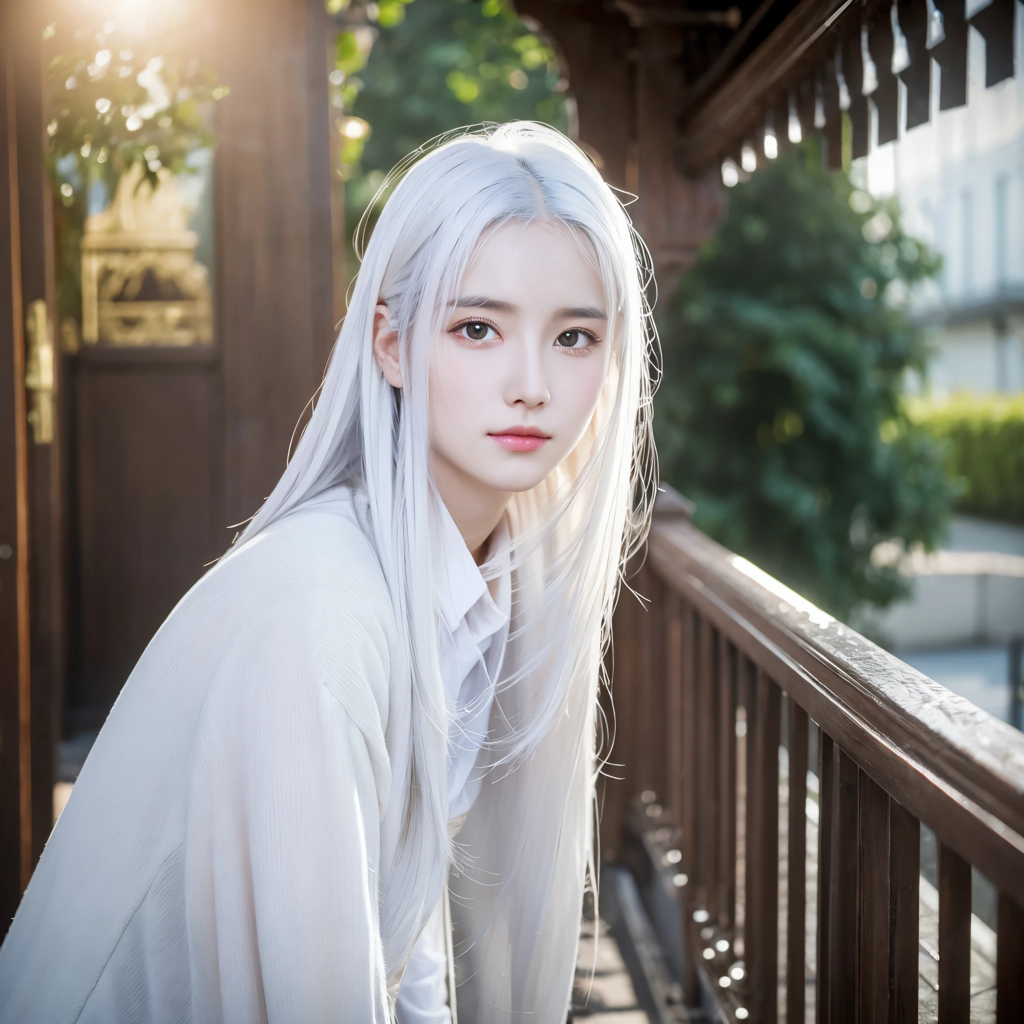 Youth with white hair, youth and fair complexion