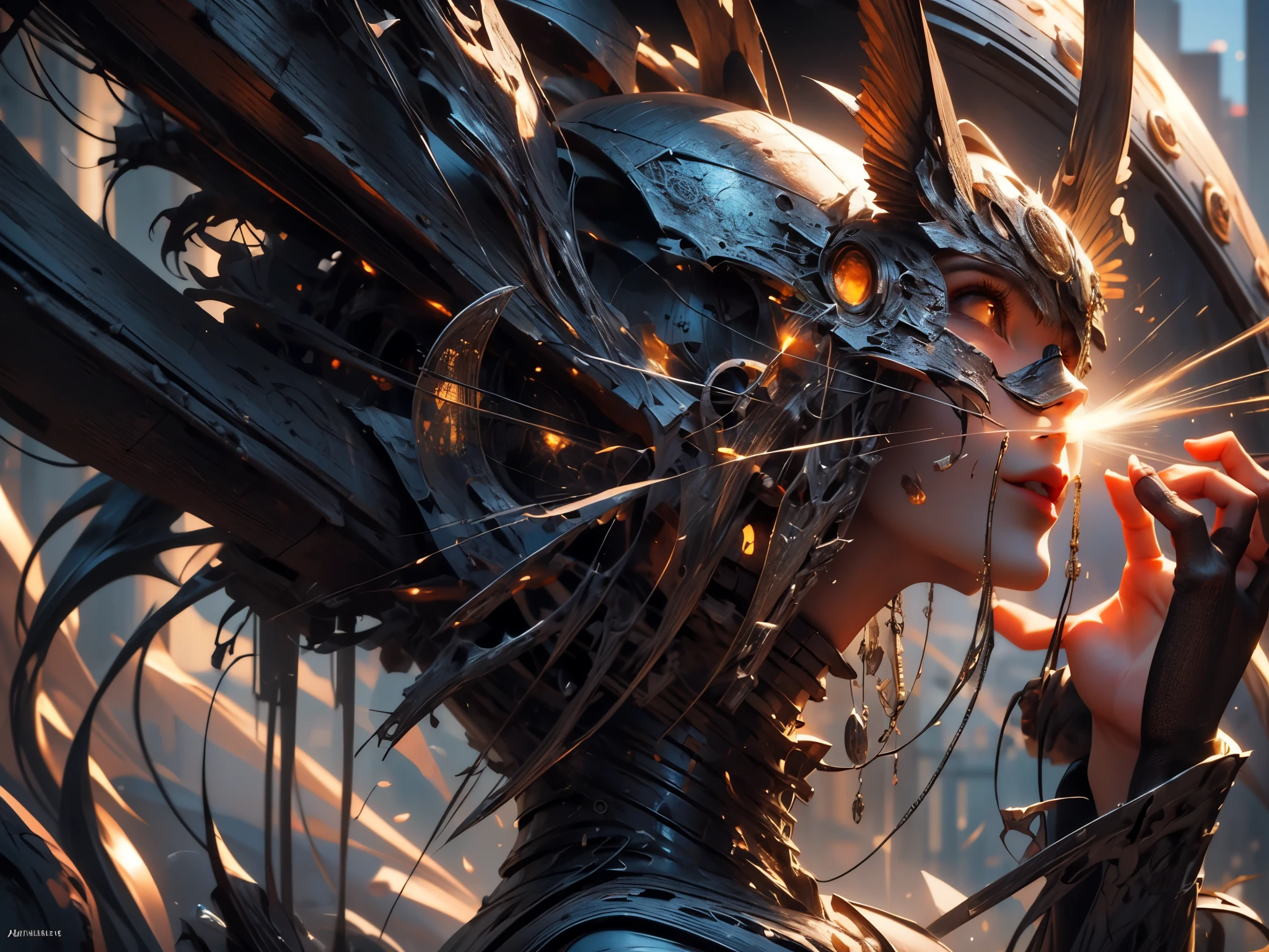 (best quality,4k,8k,highres,masterpiece:1.2),ultra-detailed,(realistic,photorealistic,photo-realistic:1.37),girl creating iron sculptures,operating welding machine,colorful lights,fractal art,full body,sweaty,from below,metallic textures,sparkling sparks,detailed facial expression,concentrated look,industrial atmosphere,vibrant colors,industrial workshop,creative process,artistic passion,extraordinary skills,dynamic composition,dramatic lighting,long shadows,unique perspectives,sharp focus,detailed craftsmanship,dynamic movement,fluid motions,smoke and steam effects,aesthetic value,passionate artistry,inspiration and creativity,artistic vision,masterful execution,impressive depth and dimension,striking contrast,high-definition clarity,immersive experience,awe-inspiring,mesmerizing visual,expressive emotions,fascinating artwork,naturalistic rendering,emphasis on details,subtle nuances,intricate patterns,harmonious balance