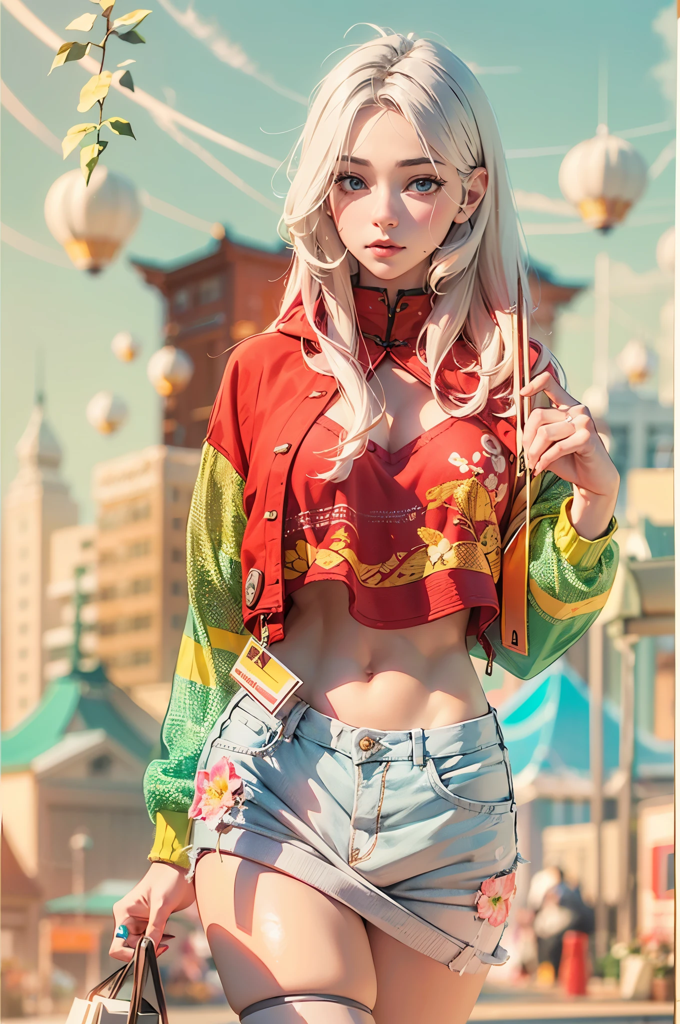 1girl, (3d sculpture,rendering by octane,volumettic light,Natural soft light,), (super delicate:1.2, lose focus:1.2, extremely colorful, Cinematic Lighting, Chiaroscuro,Ray Tracing), Masterpiece, super rich,super detailed,8k, 3ddianshang\(style\)