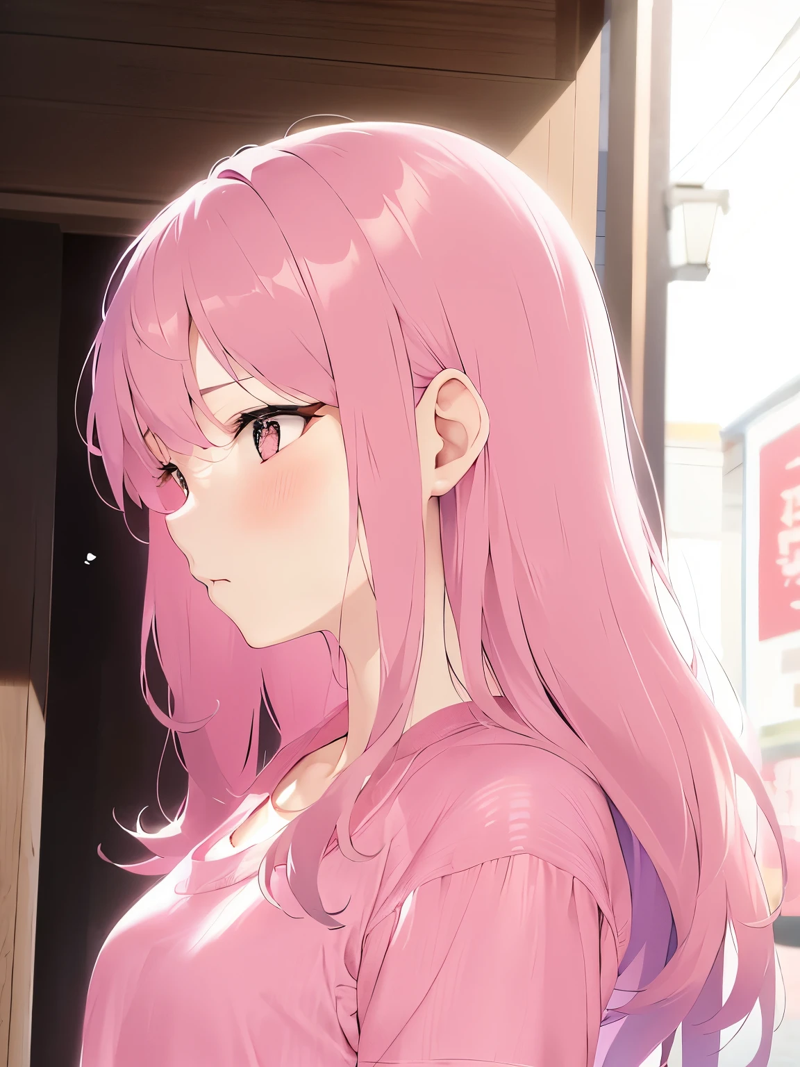 Wearing a pink T-shirt、Wearing pink clothes