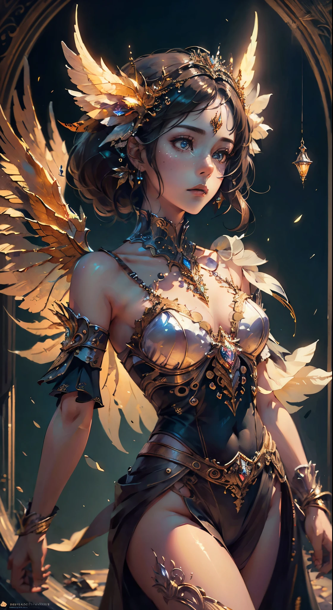 (((masterpiece))), (((best quality))), ((ultra-detailed)),(highly detailed CG illustration), ((an extremely delicate and beautiful)),cinematic light, Create a stunning fantasy artwork Resolution: Aim for a high-resolution artwork to showcase intricate details and clarity. Art Inspirations: Seek inspiration from the trending artists on ArtStation, exploring different styles, genres, and themes.